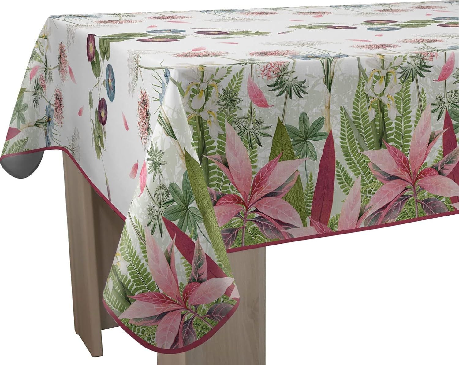 Le linge de Jules Ipomée schmutzabweisende Tischdecke, rechteckig, 150x200 cm, Rosa, Grün, Blau, Pflaume Bild 1