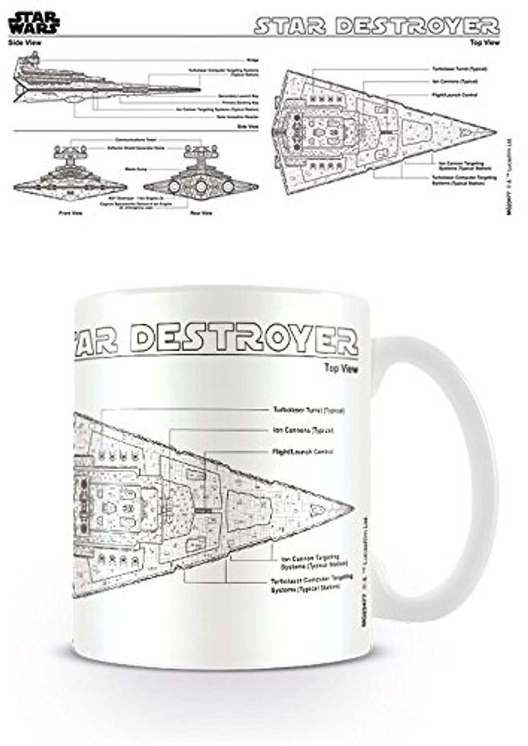 empireposter Star Wars Star Destroyer Sketch Größe (cm), ca. Ø8,5 H9,5 Beschreibung: Krieg der Sterne Keramik Tasse, weiß, bedruckt, Fassungsvermögen 320 ml, spülmaschinen und mikrowellenfest Bild 1