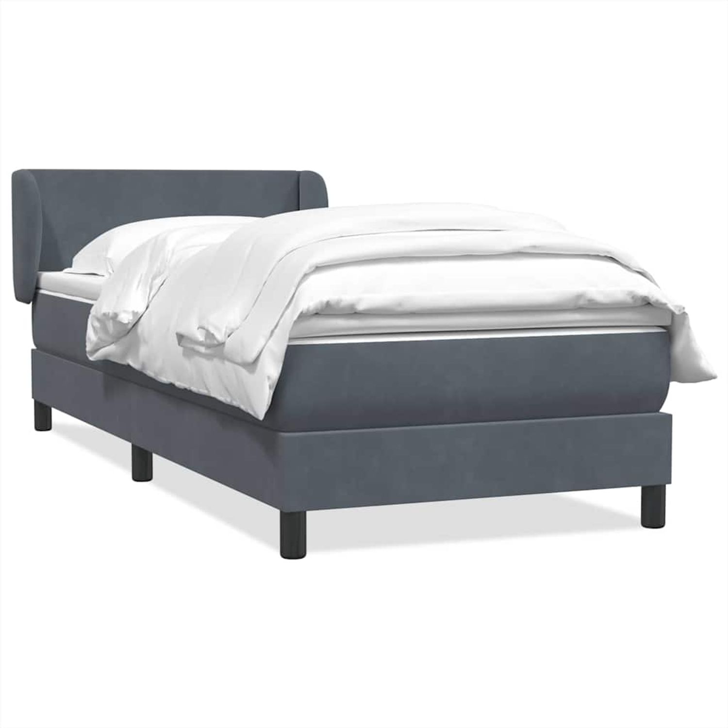 vidaXL Boxspringbett mit Matratze Dunkelgrau 90x220 cm Samt 3317386 Bild 1