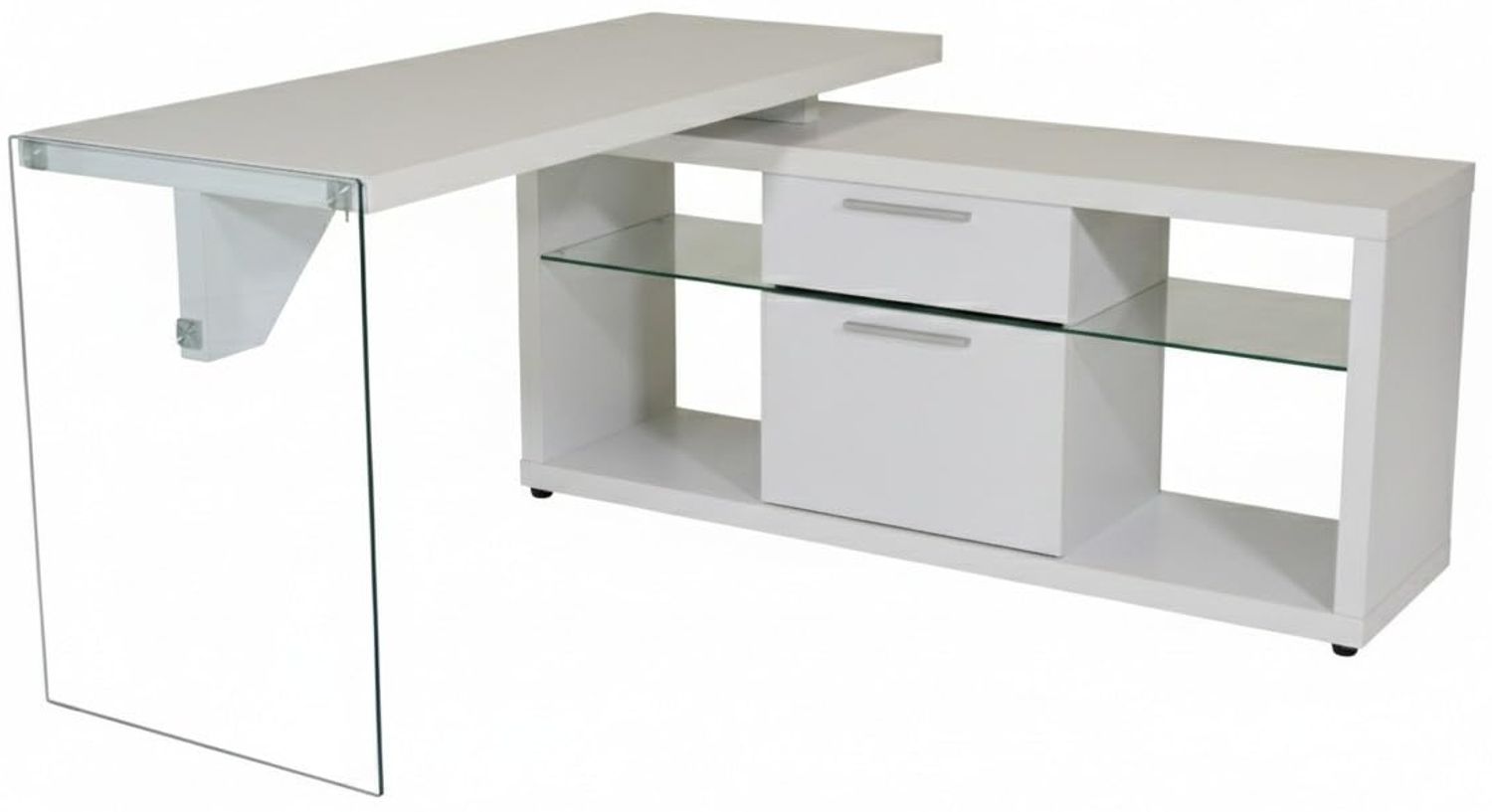 JAHNKE ECK-Schreibtisch LUX C 150 E Weiss/KGL Bild 1