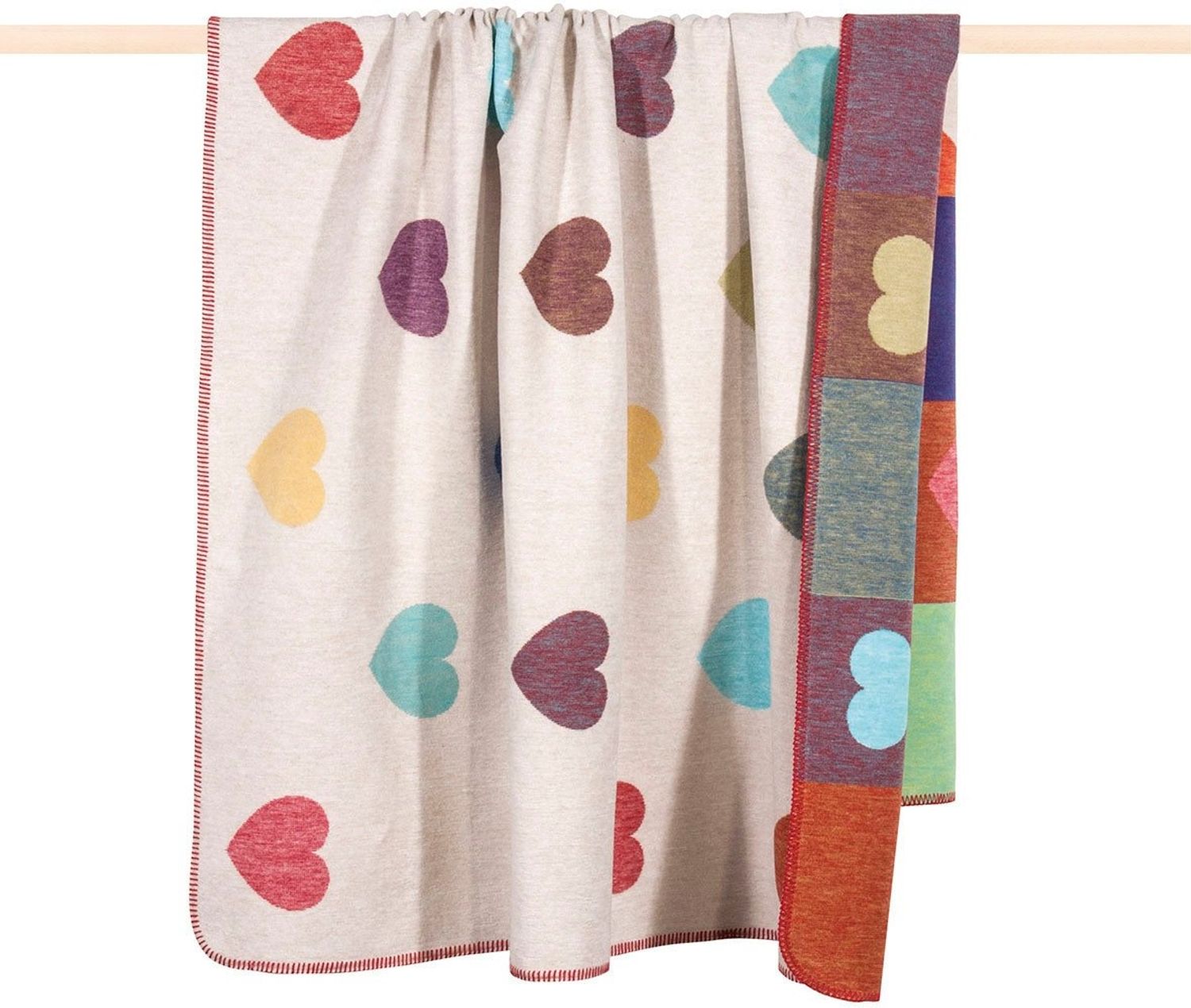 pad Wohndecke, Mischgewebe, 150x200 cm, Honey Herz Multicolor Bild 1