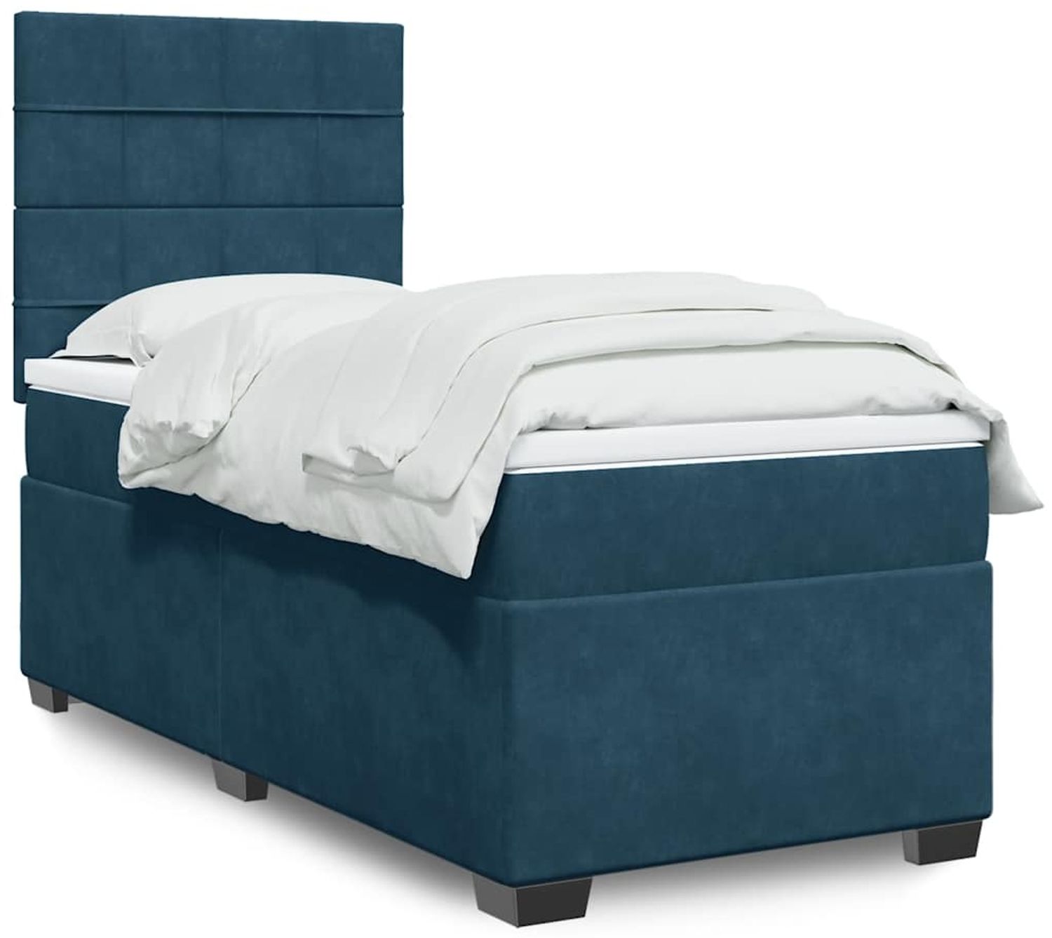 vidaXL Boxspringbett mit Matratze Blau 90x200 cm Samt 3290814 Bild 1