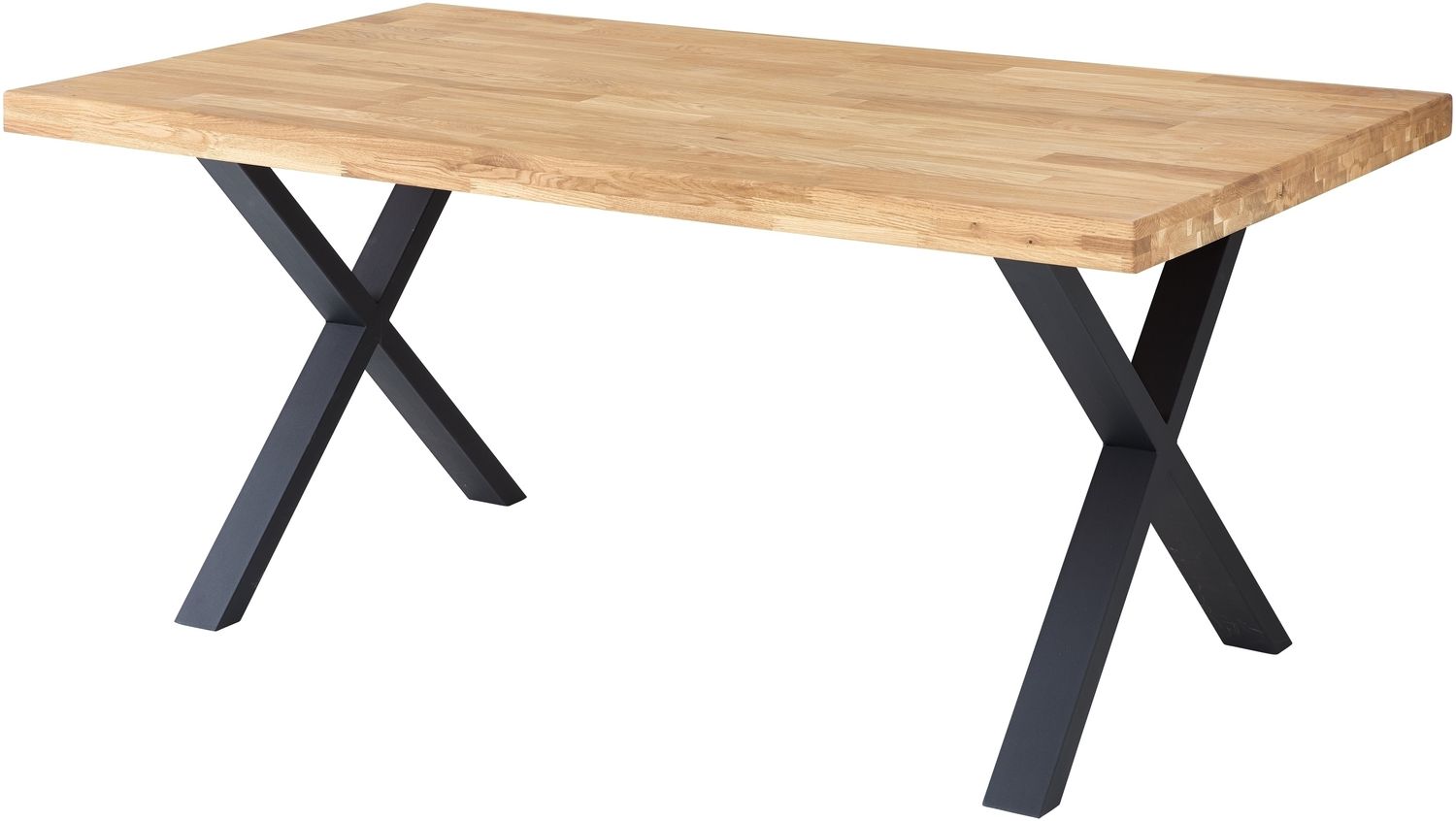 Esstisch >Chris X< in Eiche, schwarz, Massivholz, Metall - 180x76x100cm (BxHxT) Bild 1