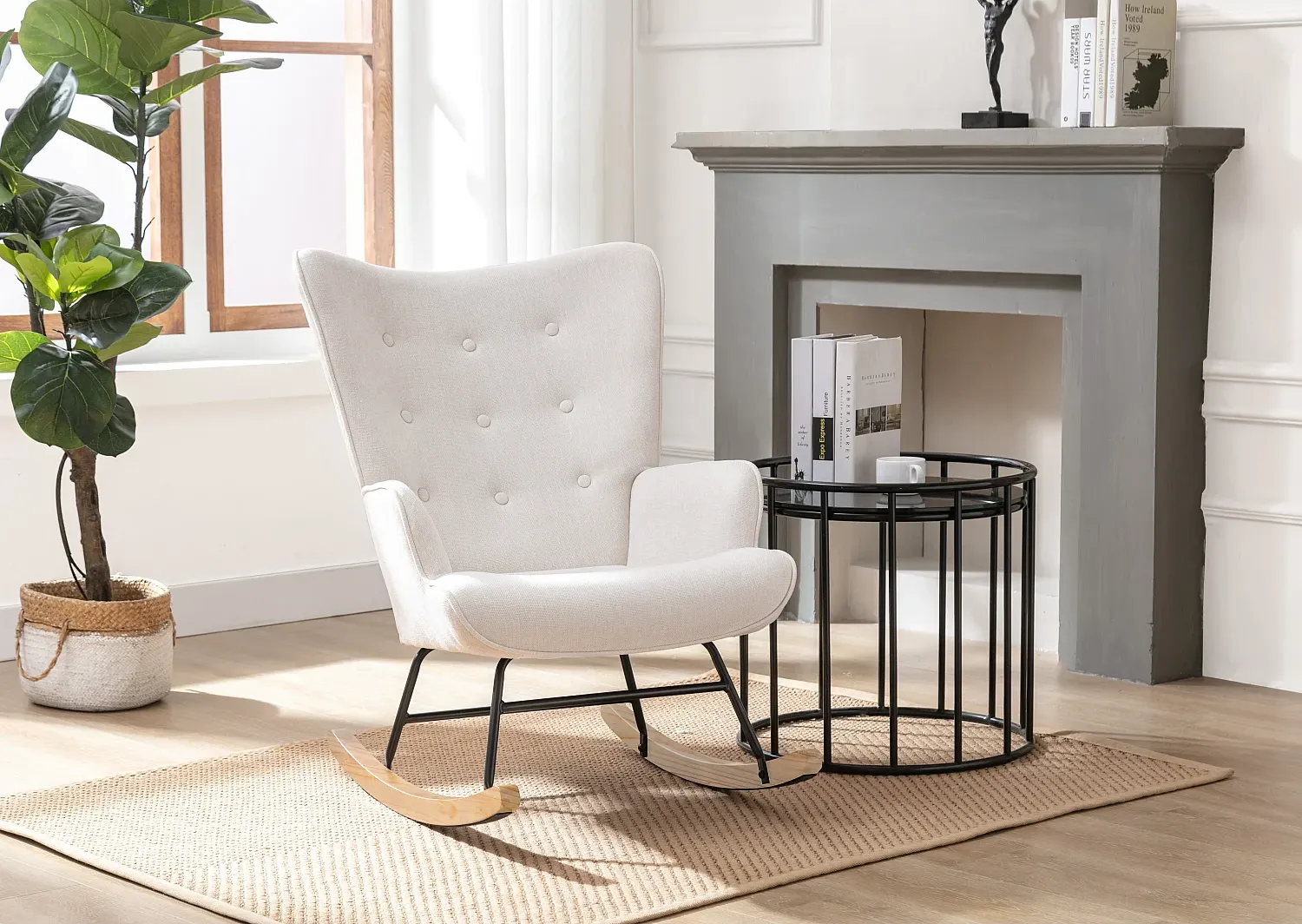 Vente-unique - ELMINA Sessel Stoff Beige - B 68 cm x H 91 cm x L 86 cm Bild 1