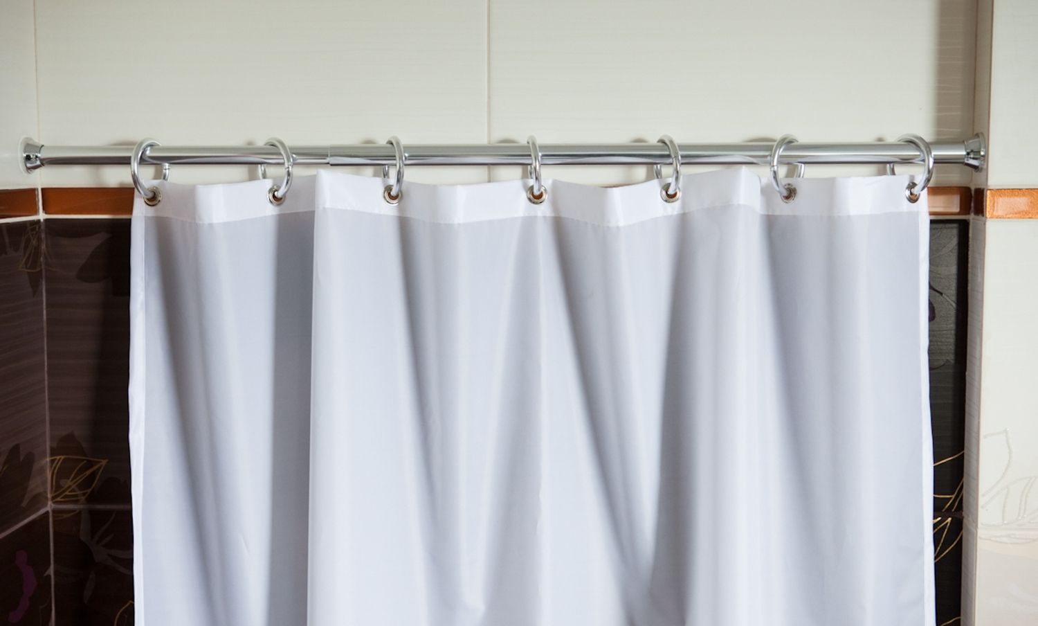 Edler Textil Duschvorhang weiss 240x200 cm inkl. Metallösen und silberne Ringe Bild 1