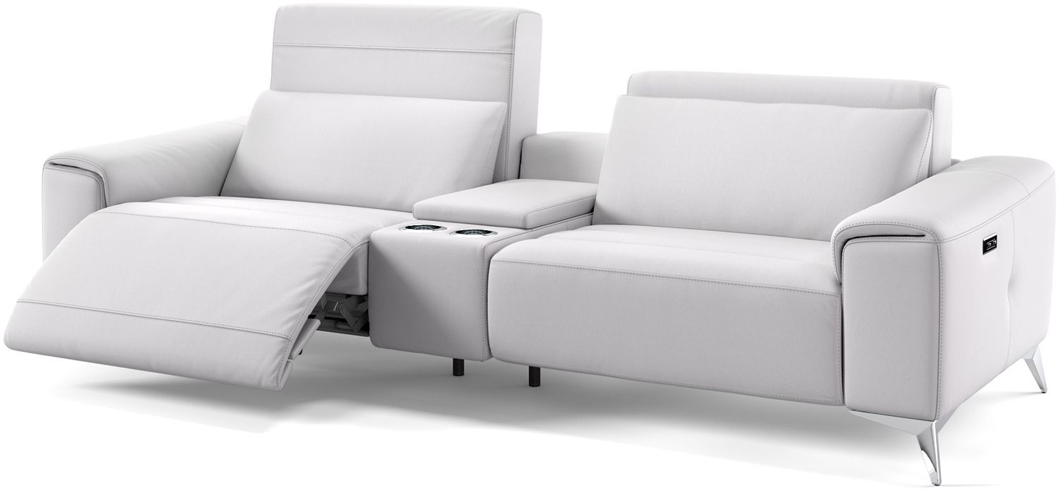 Sofanella Ledersofa BELLA Homecinema Kinositze Couch in Weiß XL: 252 Breite x 100 Tiefe Bild 1