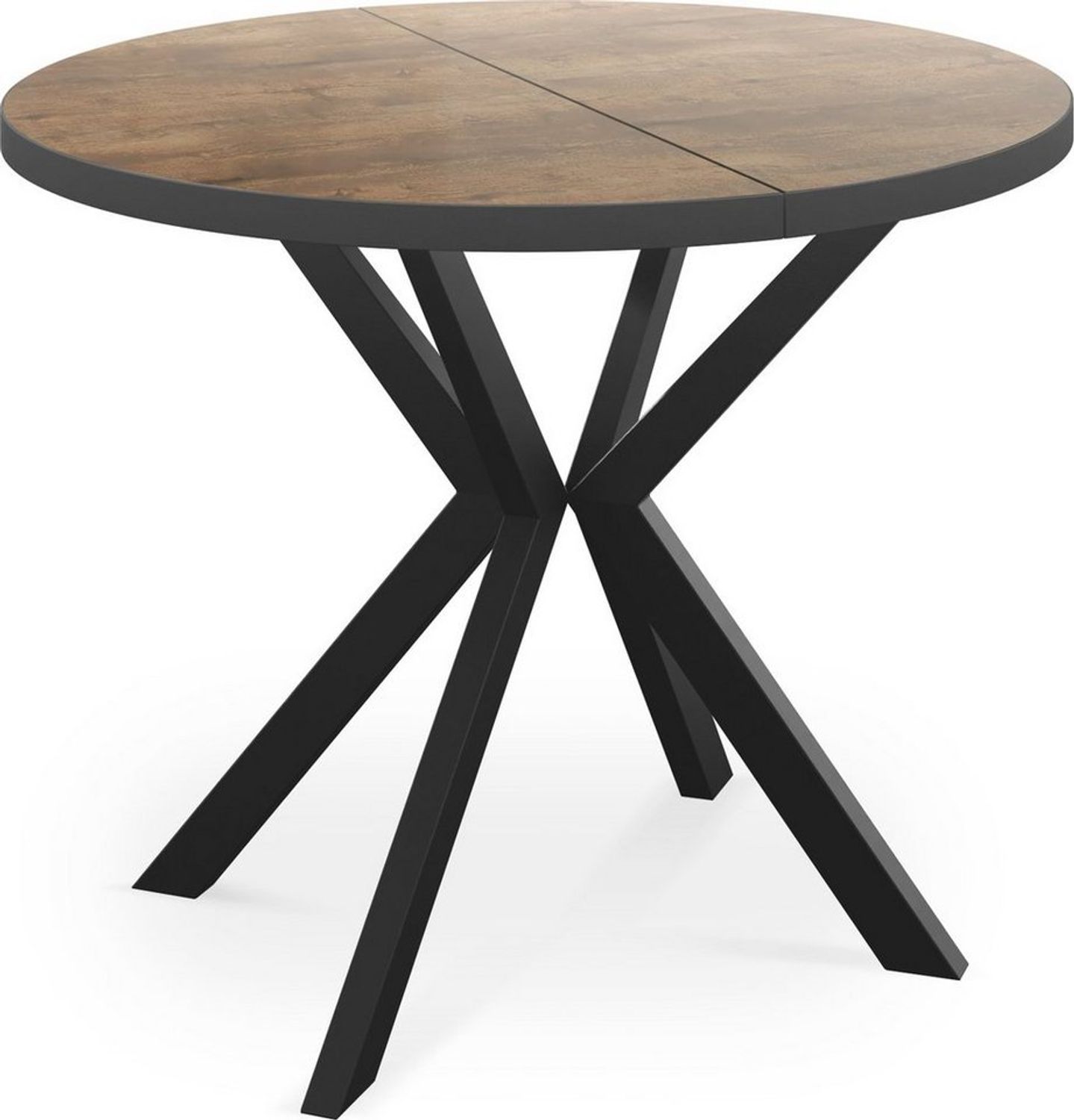 WFL GROUP Esstisch Vincento (1 Tisch), Runder Ausziehbar Tisch mit Tischrand schwarzes Dekor Bild 1