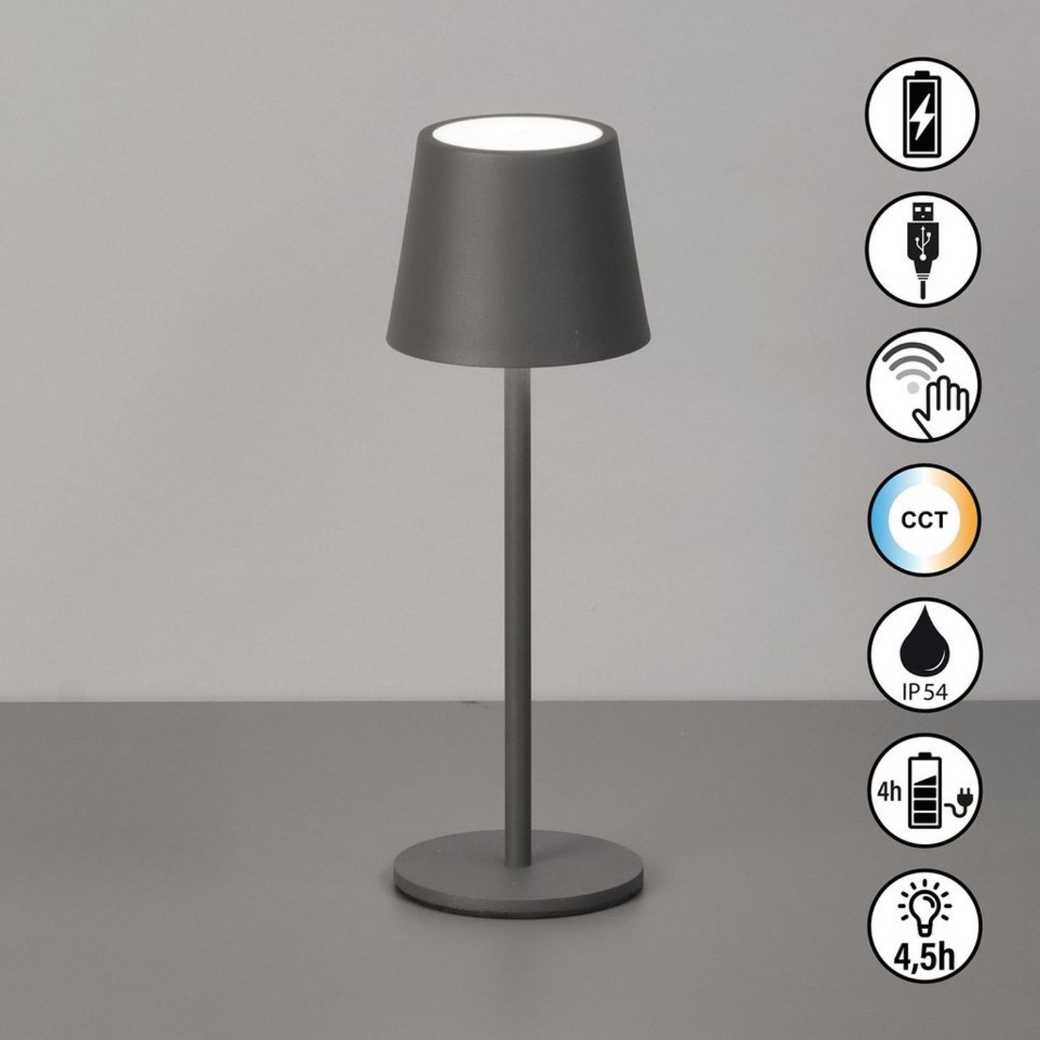 easy! BY FHL Außen-Tischleuchte Roxi, Dimmfunktion, Farbsteuerung, USB-Ladefunktion, LED fest integriert, Warmweiß, lange Leuchtdauer Bild 1