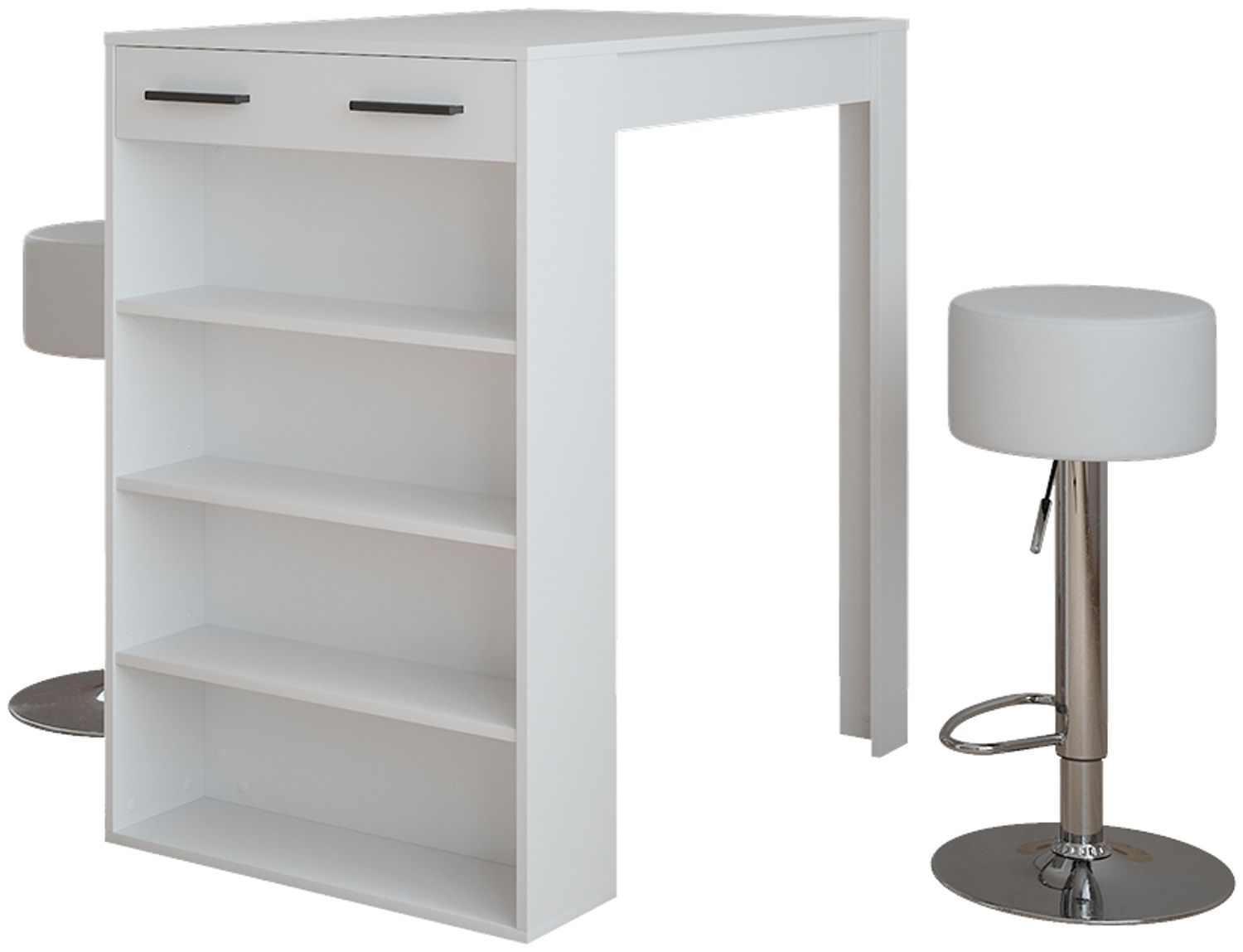 Bartisch-Set Repose Weiß 67 x 100 cm mit 2 Barhockern Vicco Bild 1