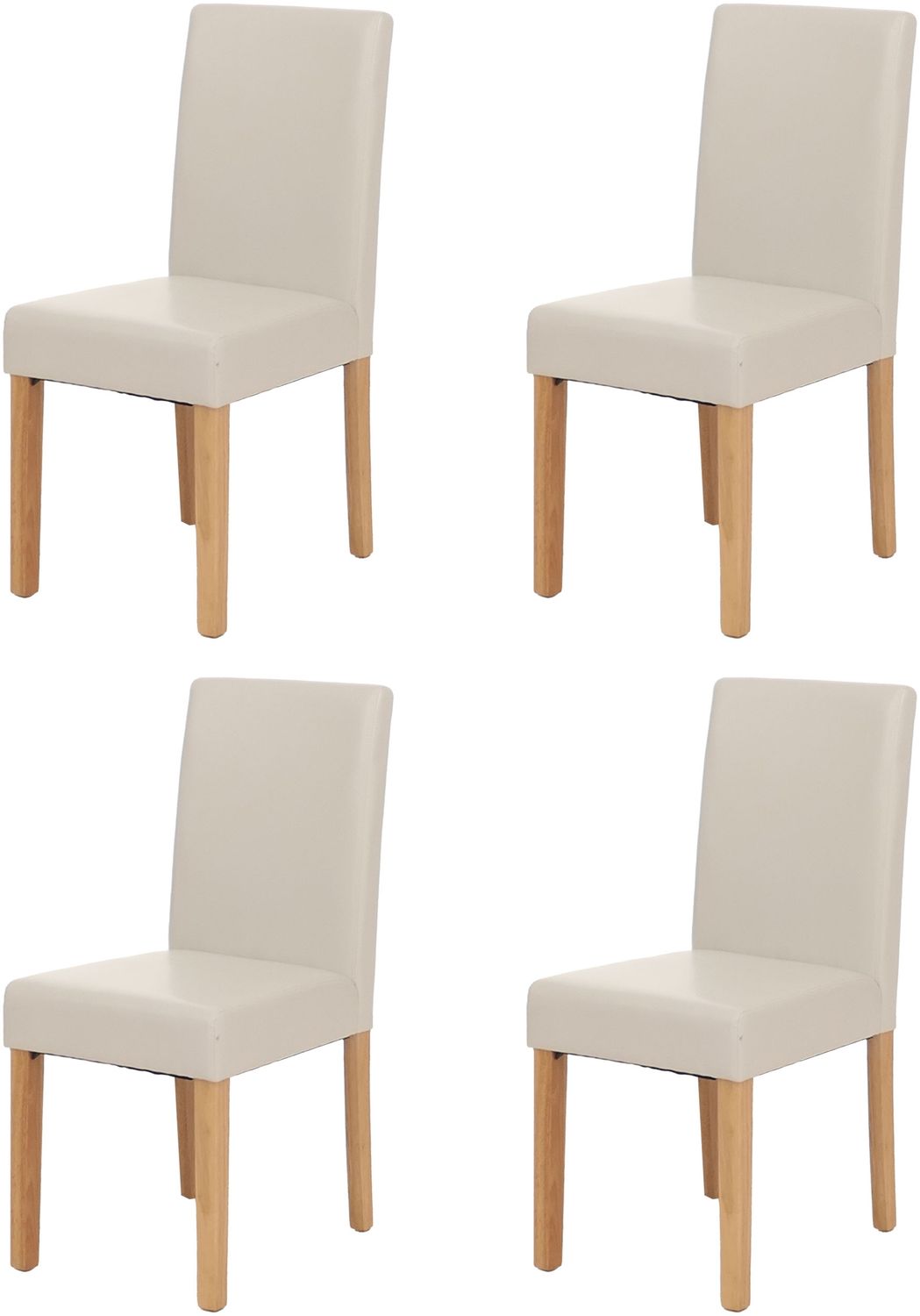 4er-Set Esszimmerstuhl Stuhl Küchenstuhl Littau ~ Kunstleder, weiß helle Beine Bild 1