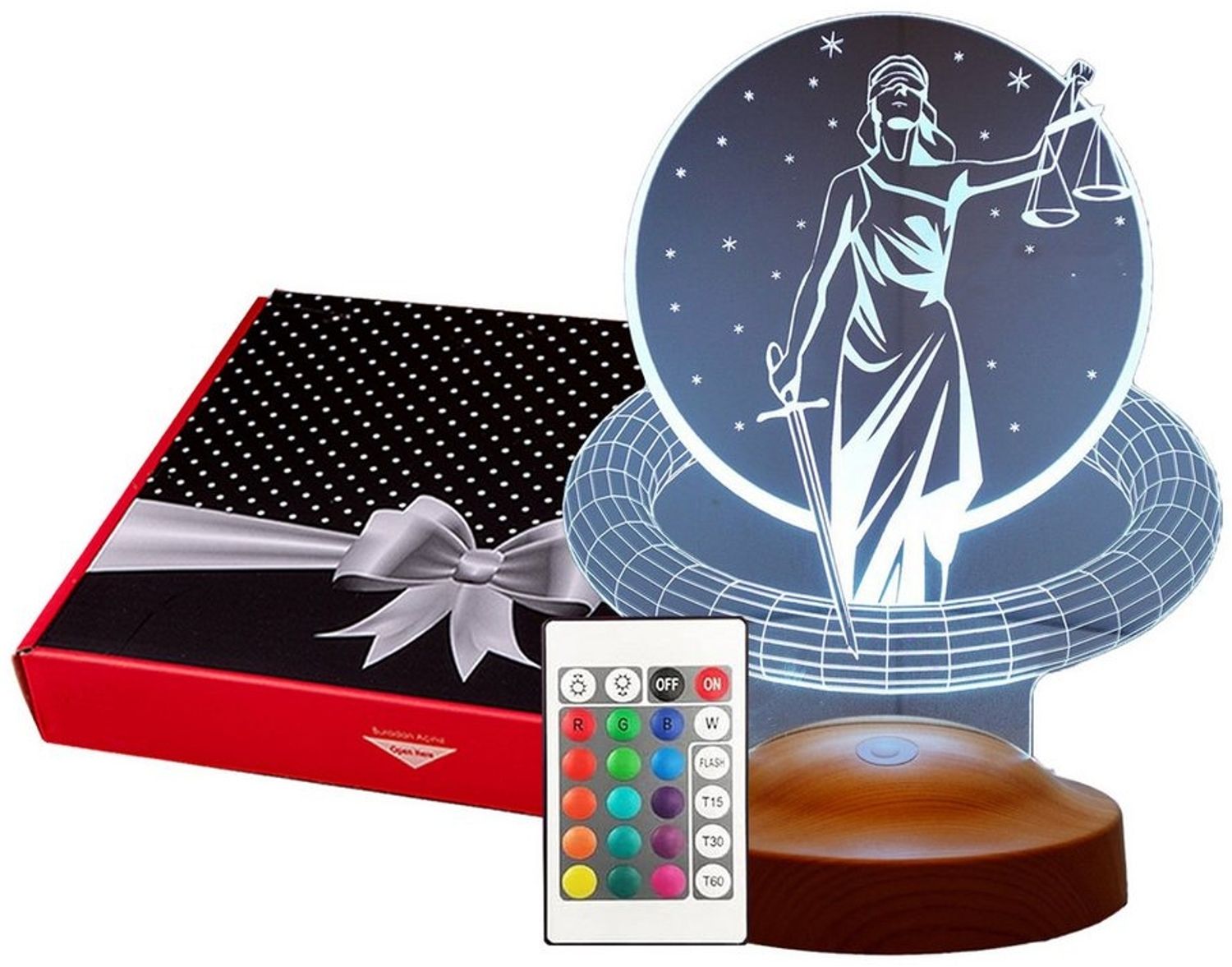 Geschenkelampe LED Nachttischlampe Gerechtigkeit Geschenk für Berufs Einsteiger 3D Anwaltslampe, Leuchte 7 Farben fest integriert, Geschenk für Berufseinstieg, Rechtsanwalt Bild 1