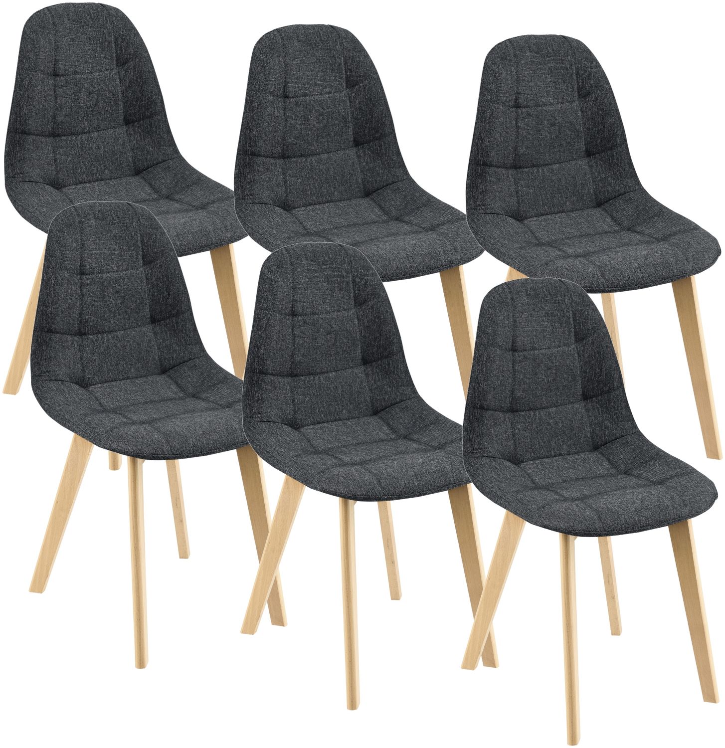 Esszimmerstuhl Kopparberg 6er-Set Schwarz en. casa Bild 1