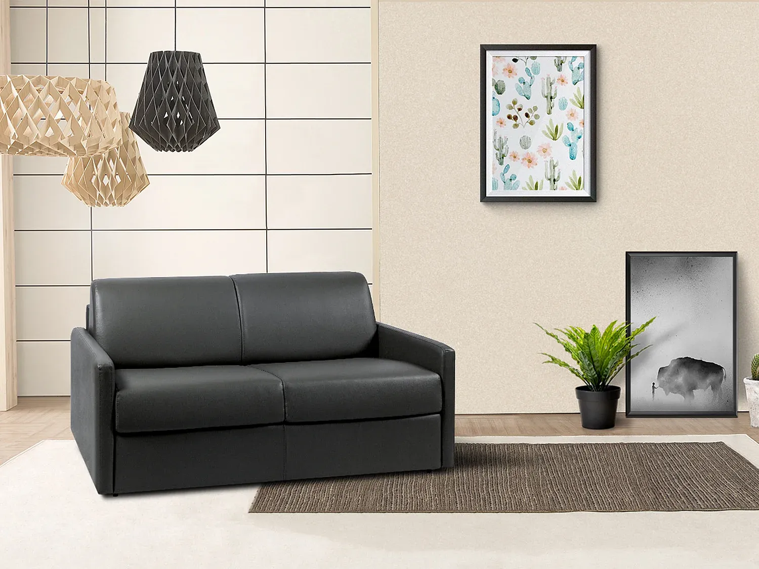 Schlafsofa 2-Sitzer CALIFE - Schwarz - Liegefläche: 120 cm - Matratzenhöhe: 18 cm Bild 1