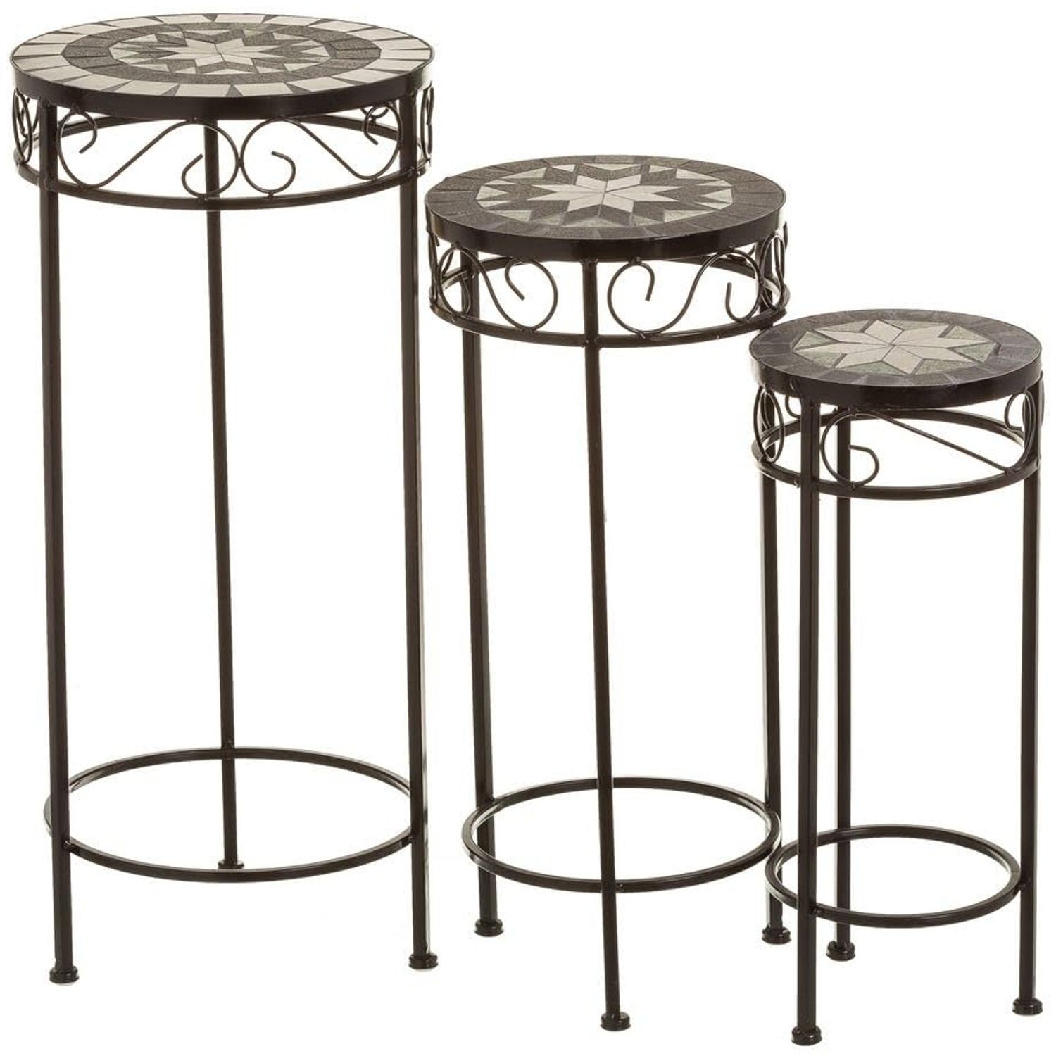 Set mit 3 Beistelltischen aus Metall in Schwarz Bild 1