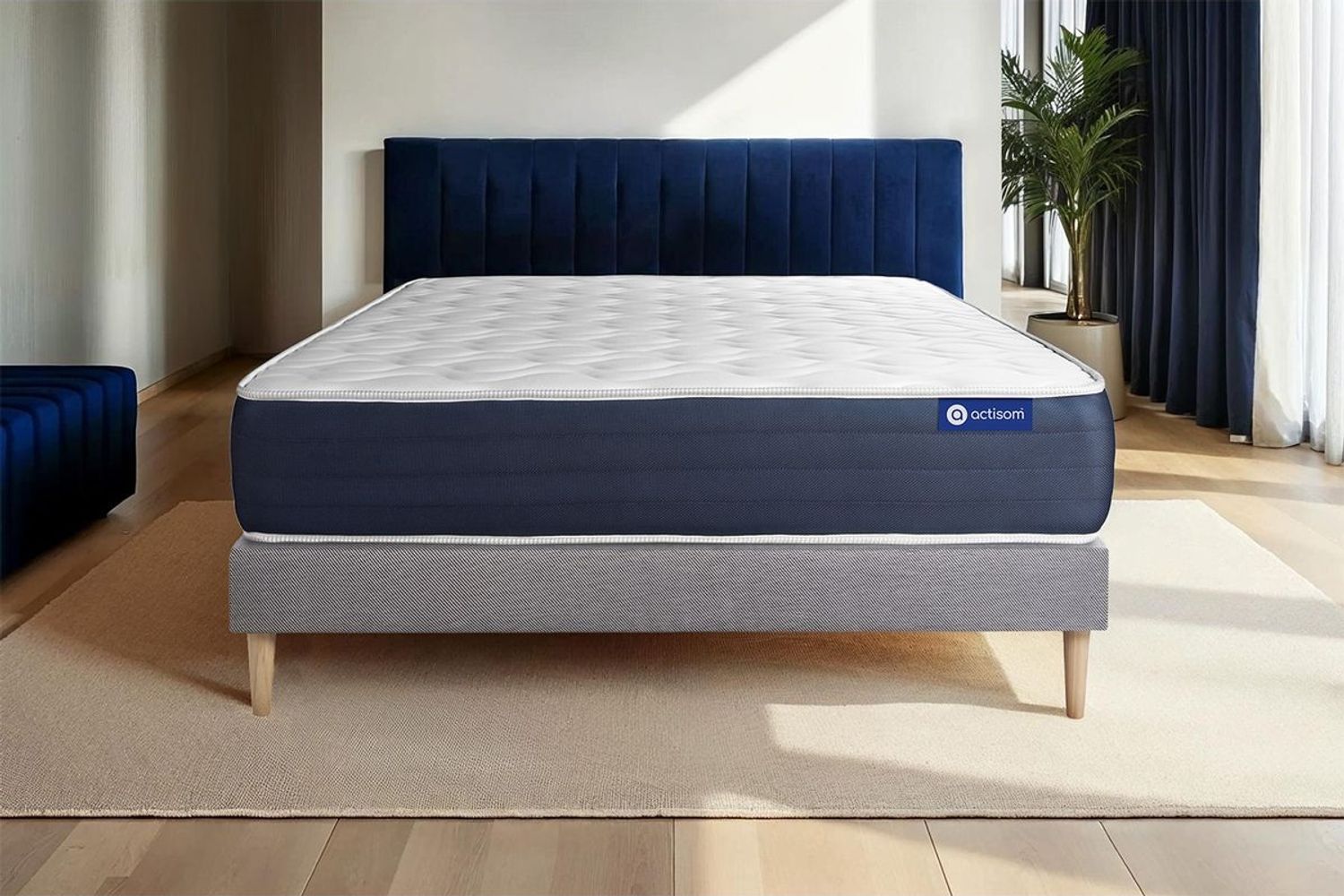 Actiflex sleep matratze 130x200 cm + Bettgestell mit lattenrost - Dicke : 22cm - Taschenfederkern und Memory-schaum - H3 Bild 1