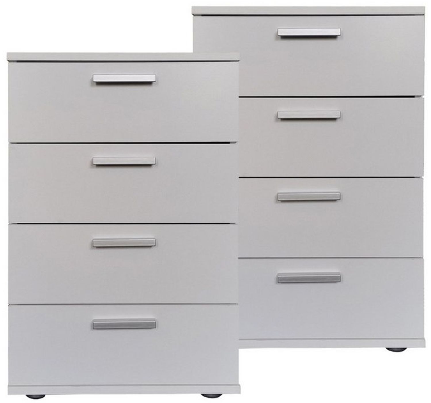 HTI-Living Nachtschrank Nachtkommode 4 Schubladen Nina Weiß 2er-Set (Set, 2-St, 2 Nachtschränke) Nachtschrank Nachttisch Bild 1