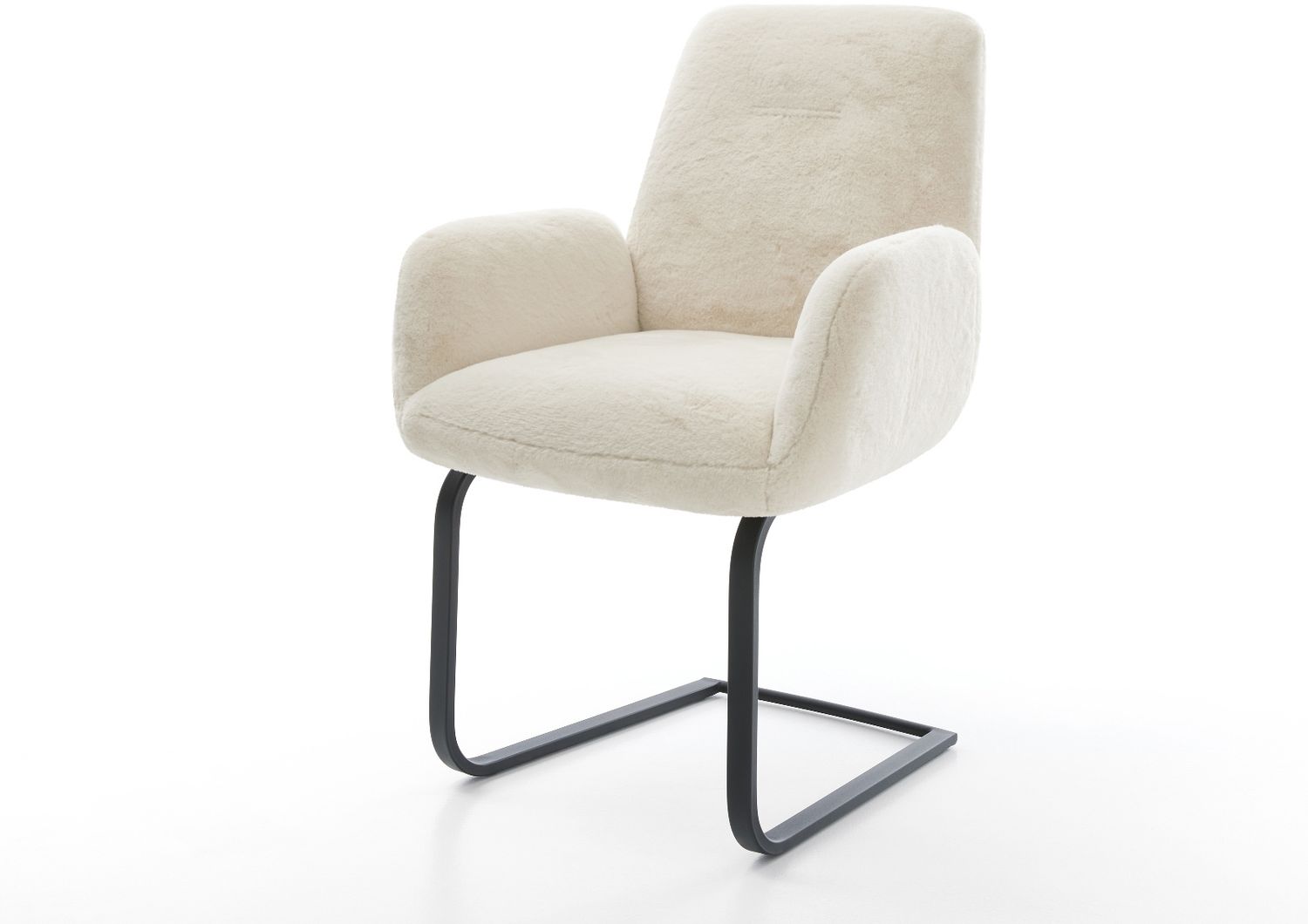Freischwinger Zoa-Flex Plüsch Creme-Weiß Freischwinger flach Schwarz Taschenfederkern Bild 1