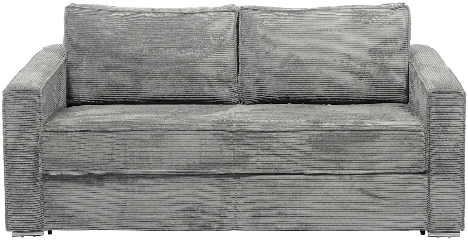 Vente-unique - LORETO Sofa SamtStoff Grau - B 223 cm95 cm x H 90 cm x L 215 cm Bild 1
