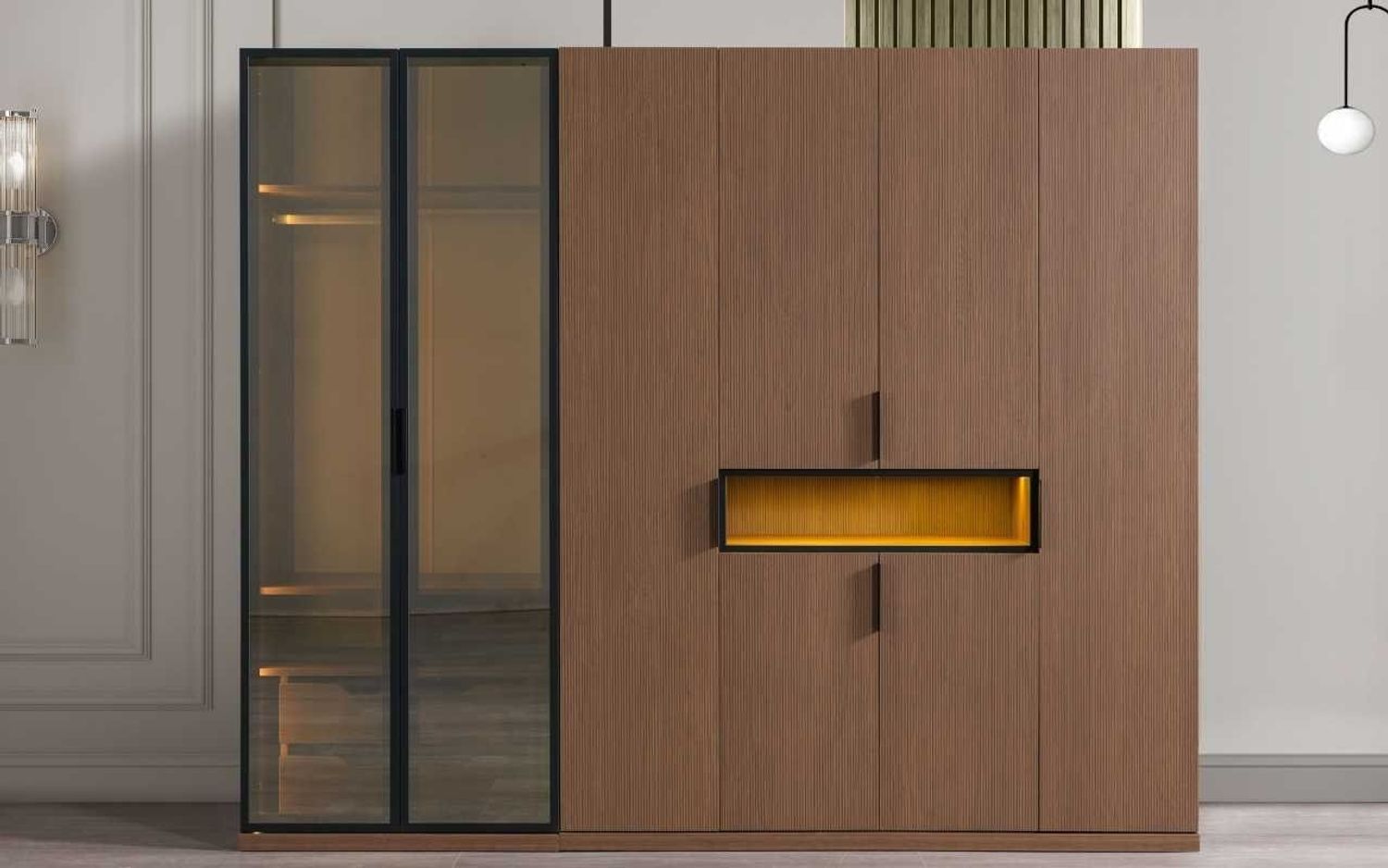 JVmoebel Kleiderschrank Hochwertiger Kleiderschrank Exklusive Schlafzimmer Möbel LED-Schränke (1-St, Kleiderschrank) Made in Europa Bild 1