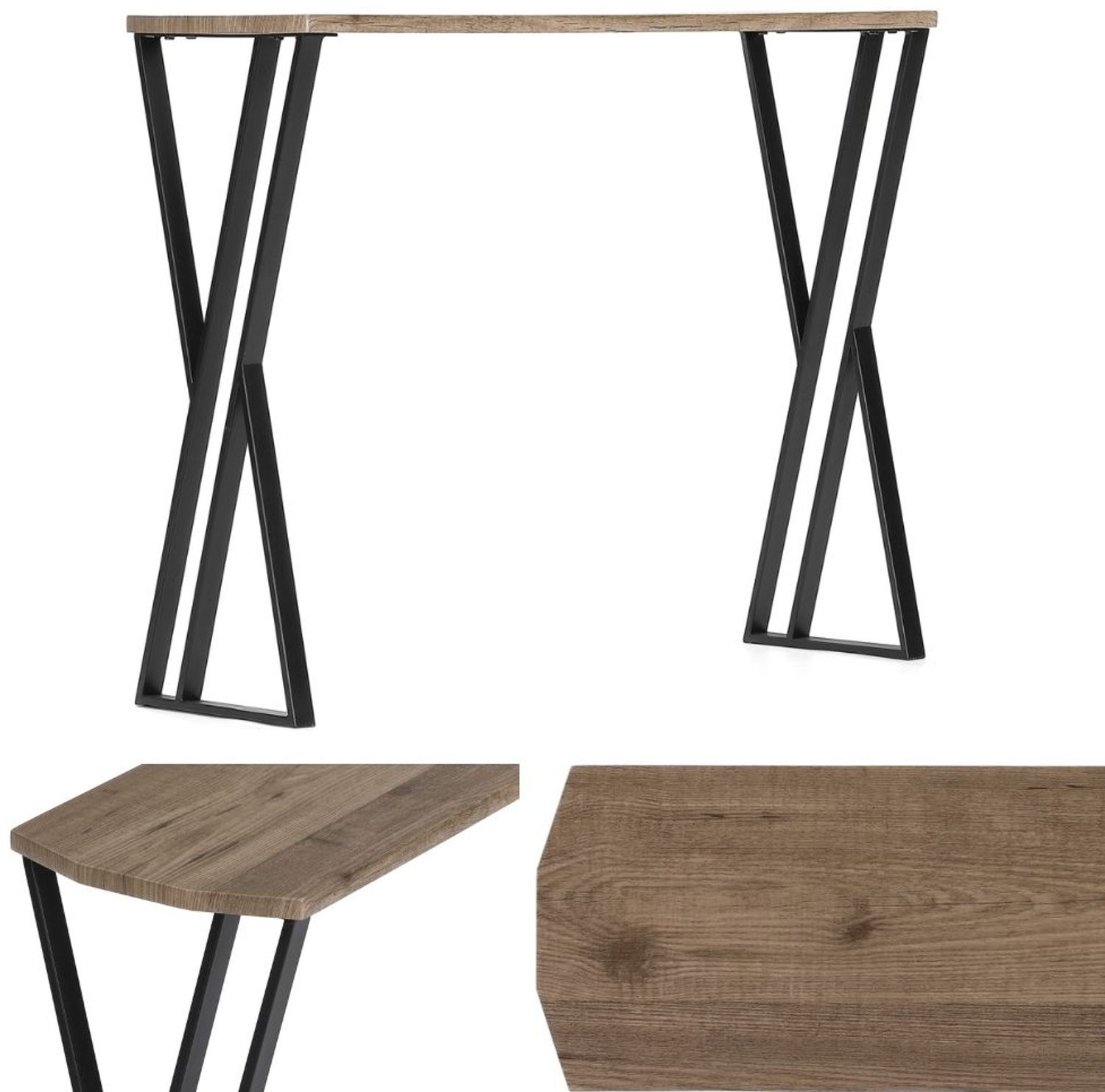 Moderner Konsolentisch TRAVERSO 100cm Industrie-Look taupe schwarz Metall Bild 1
