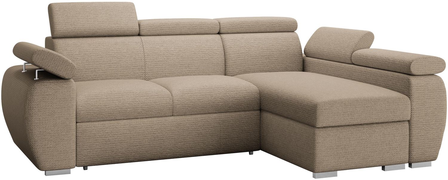 Ecksofa Boston Mini mit Schlaffunktion, Bettkasten, Einstellbare Kopfstützen (Farbe: Aragon 14, Seite: Rechts, 2r+LC) Bild 1