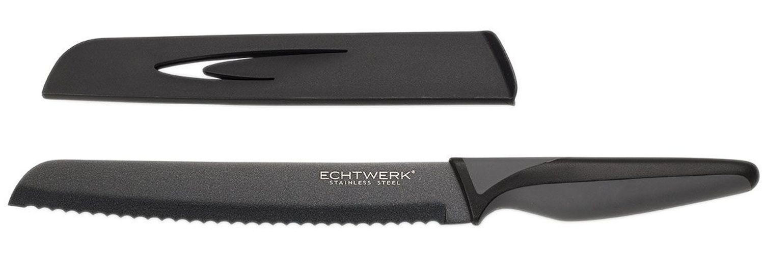 ECHTWERK 'EW-SS-0130' Brotmesser mit Klingenschutz, Edelstahl schwarz, 20 cm Bild 1