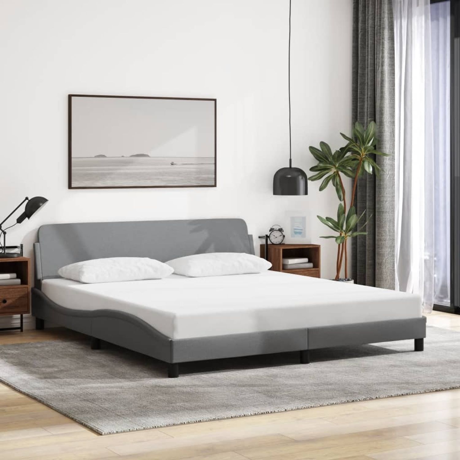 vidaXL Bettgestell "Dover" Hellgrau 180x200 cm Stoff 373225 Bild 1