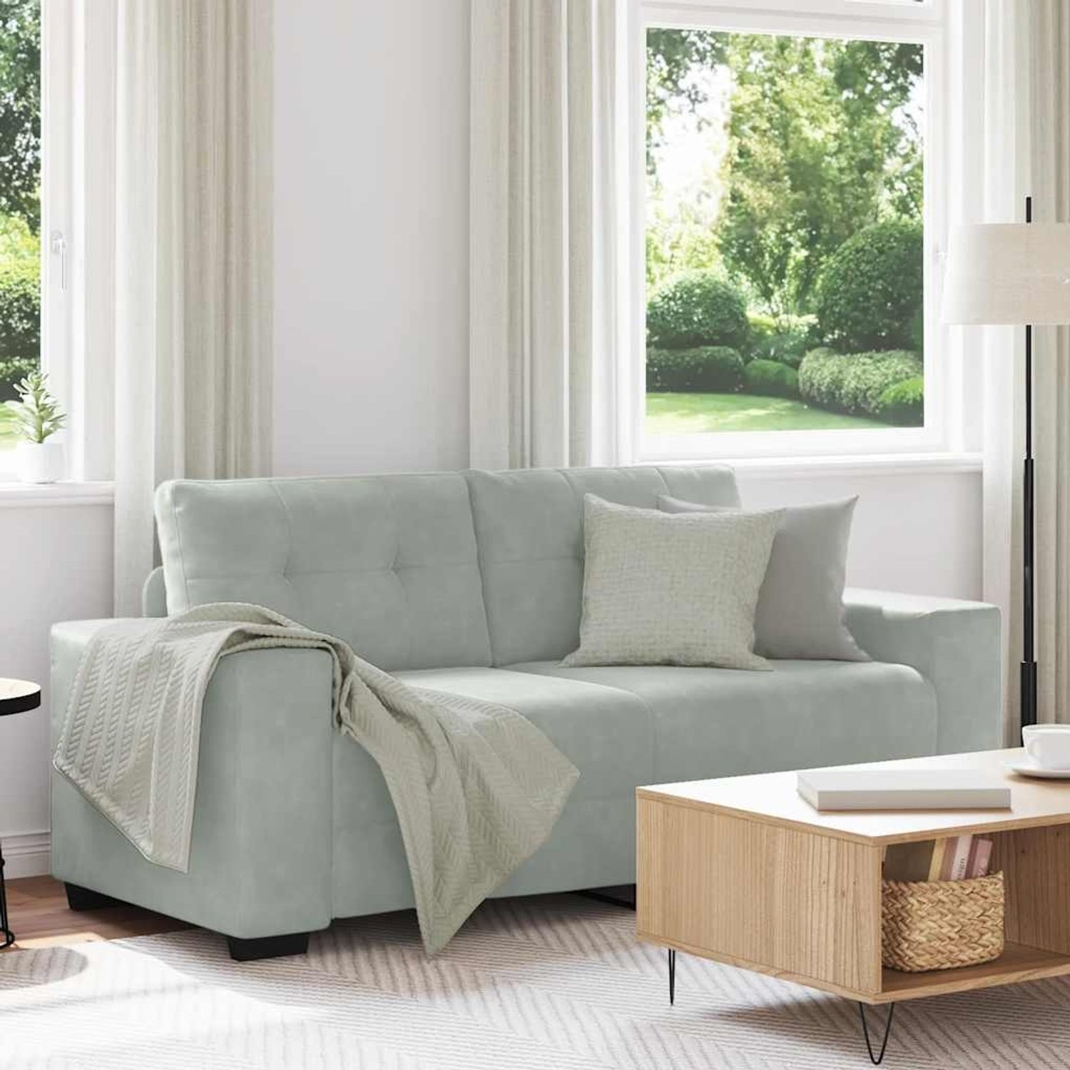 vidaXL Zweisitzer-Sofa Hellgrau 180x77x82 cm Samt 4105122 Bild 1