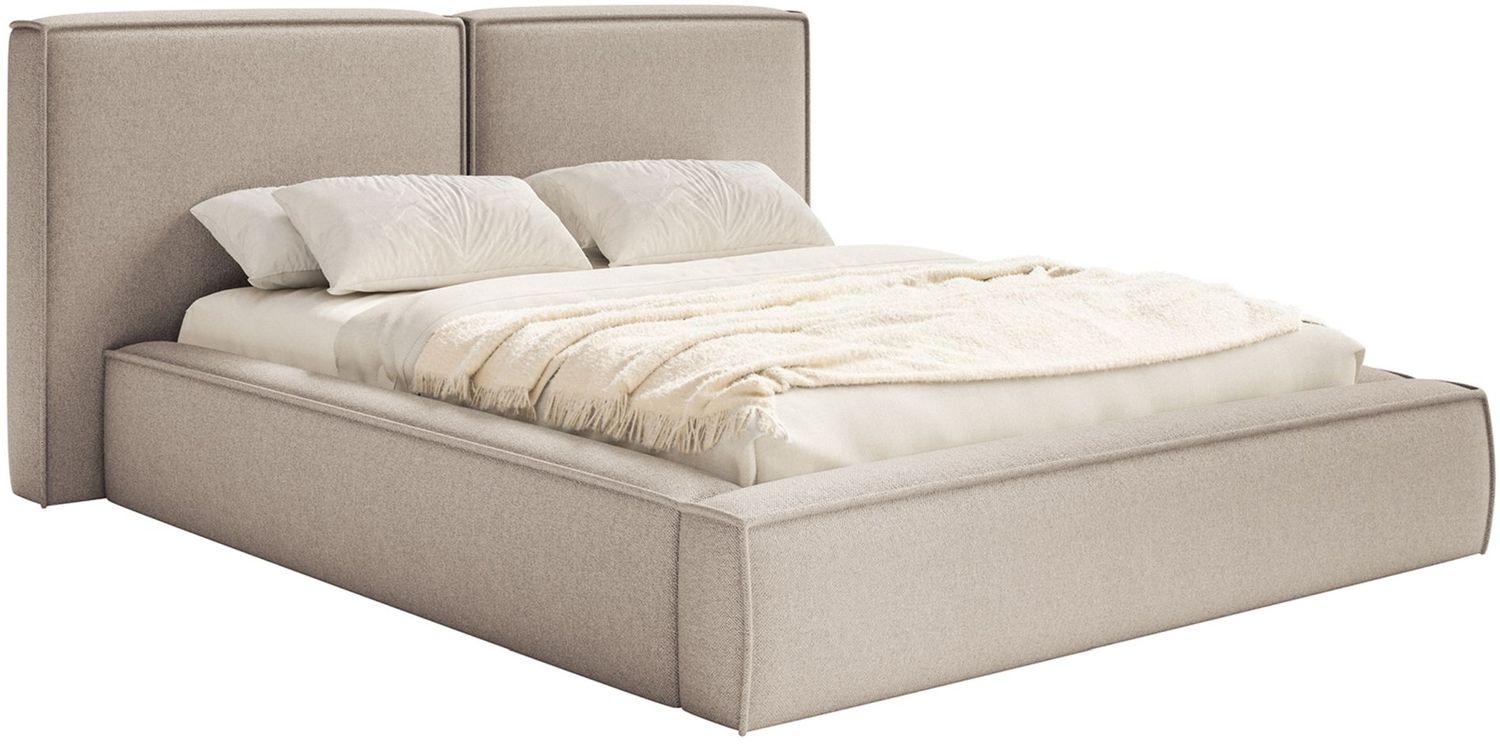Selsey 'Tilves' Polsterbett 180x200 mit Bettkasten, Lattenrost, Chenille, beige Bild 1