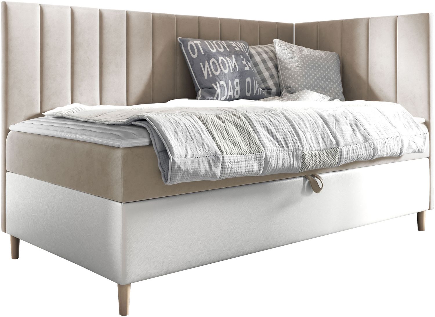 Boxspringbett Chapeni 'Junior 3' beige 90x200 cm Rechts Bild 1