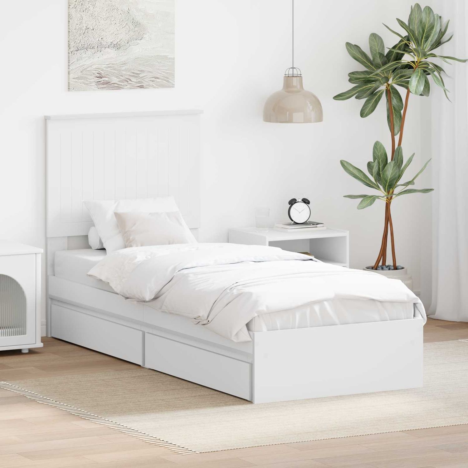 vidaXL Aufbewahrungsbett mit Kopfteil Weiß 75 x 190 cm Holzwerkstoff 3411257 Bild 1