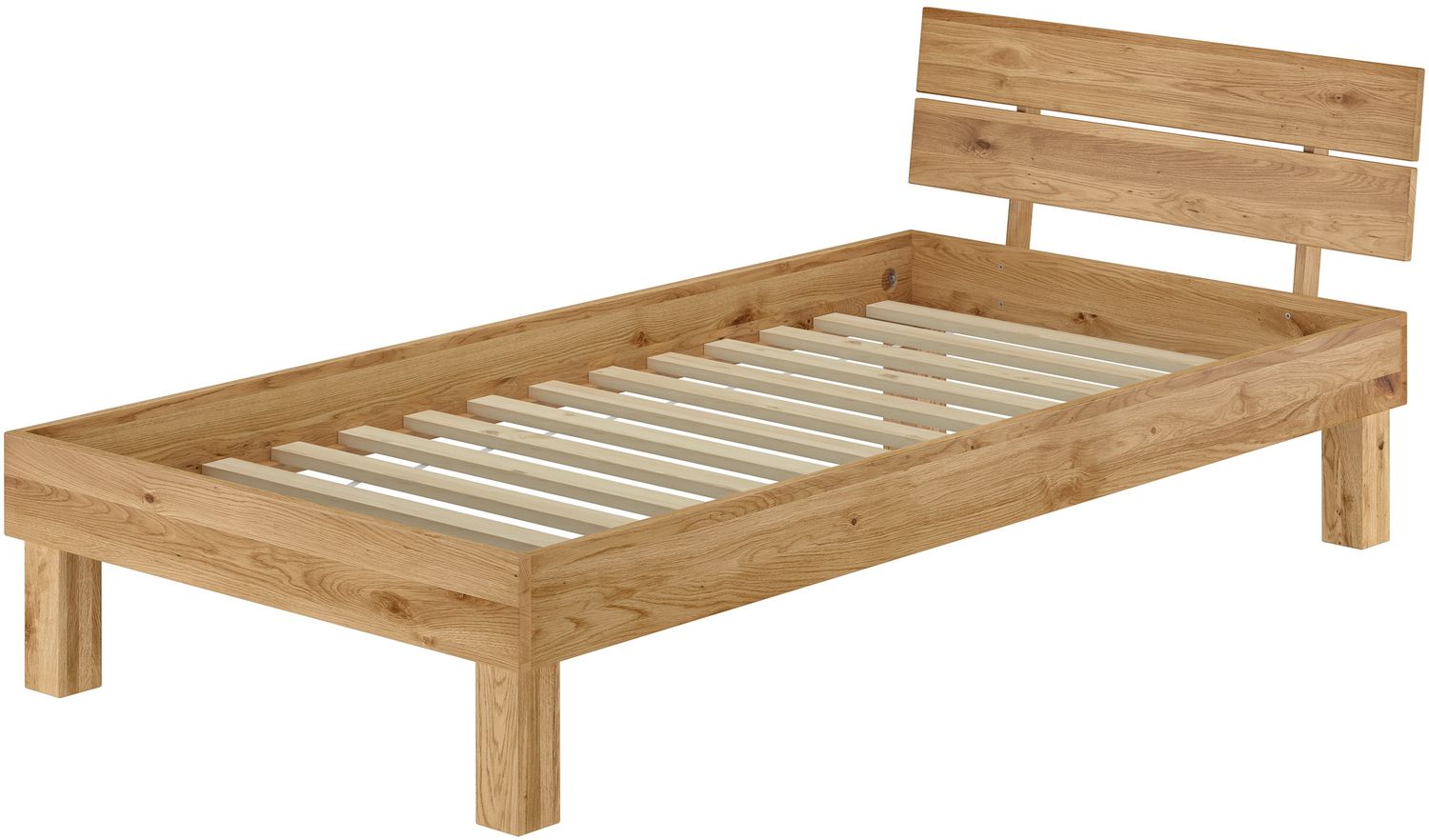 Schönes Massivholzbett Einzelbett 90x200 Eiche geölt Zubehör wählbar V-60.88-09Rollrost inkl. Bild 1