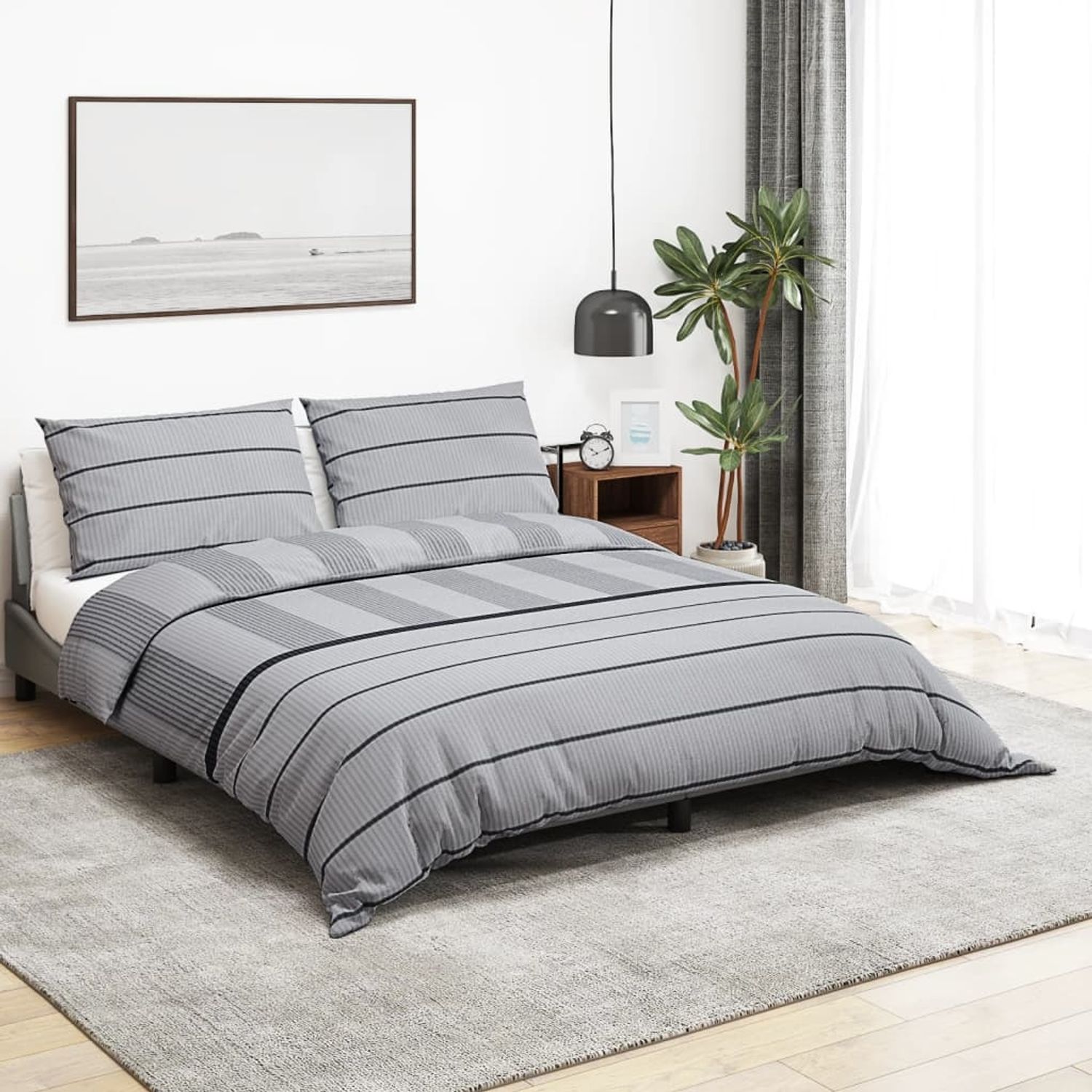 vidaXL Bettwäsche-Set, Baumwolle hellgrau, 260x220 cm Bild 1