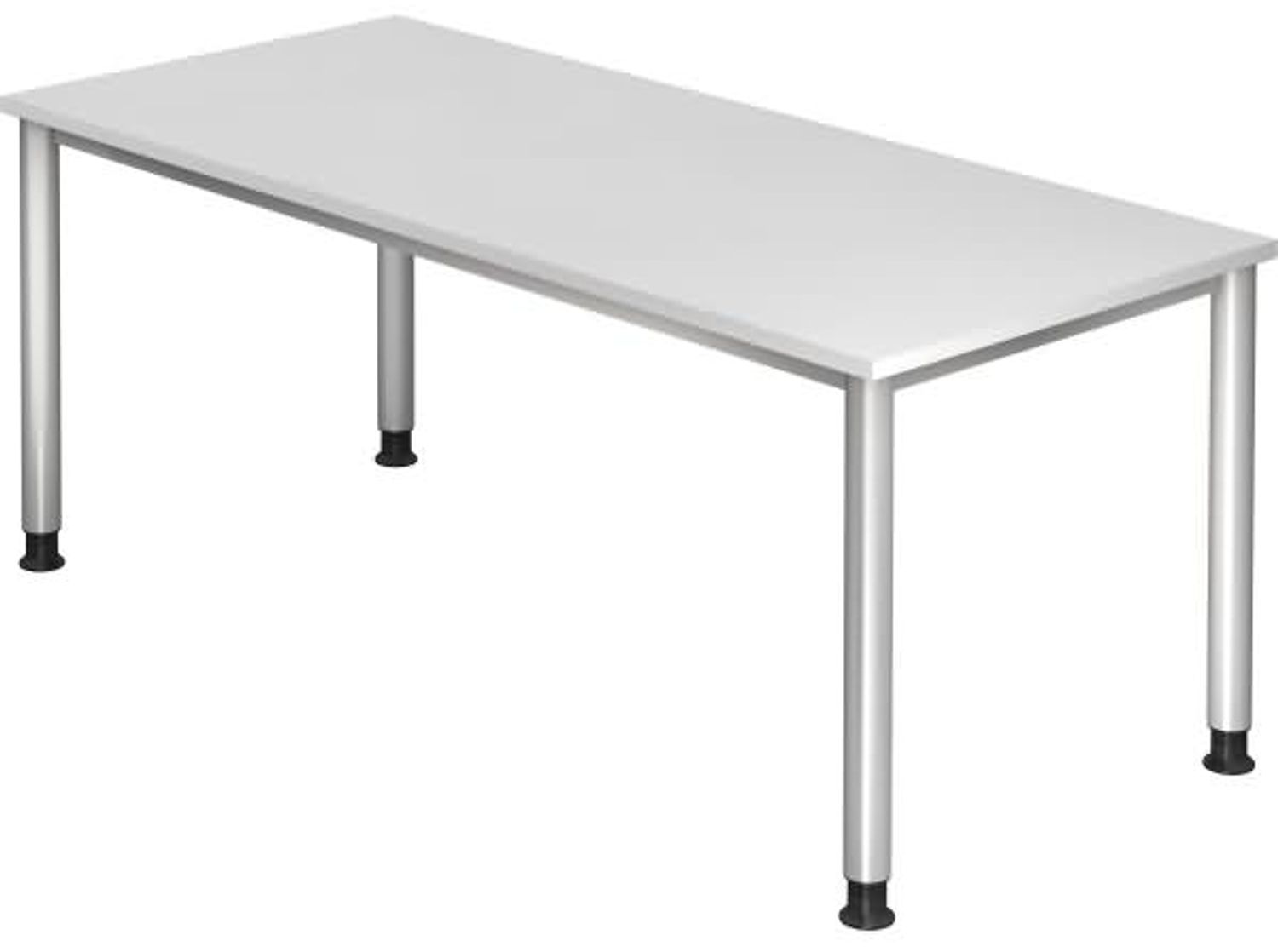 Schreibtisch HS19 4-Fuß rund 180x80 cm Weiß Gestellfarbe: Silber Bild 1