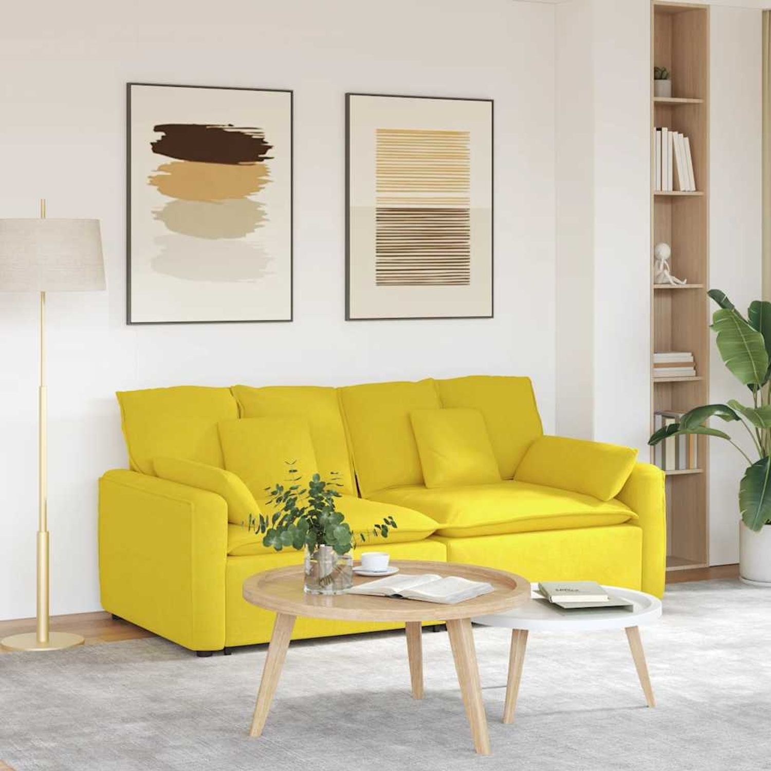 vidaXL Modulares Sofa mit Kissen Hellgelb 3321125 Bild 1