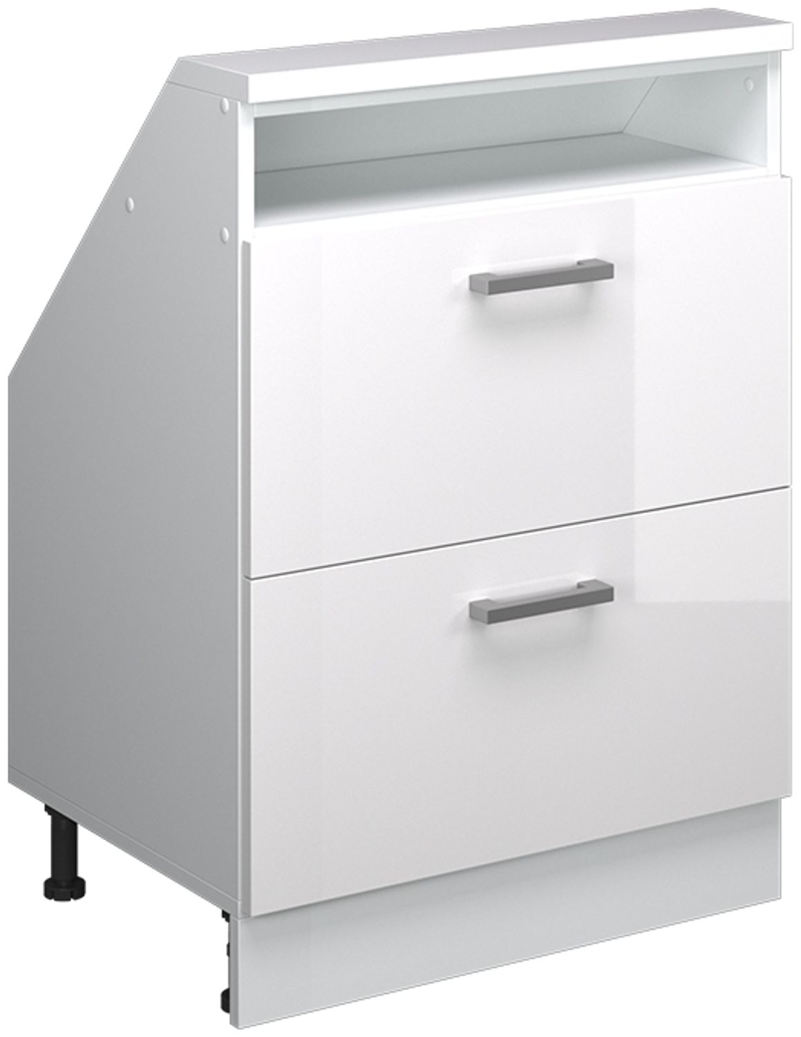 Dachschrägenschrank Rion Weiß Hochglanz/Weiß mit 2 Schubladen Vicco Bild 1