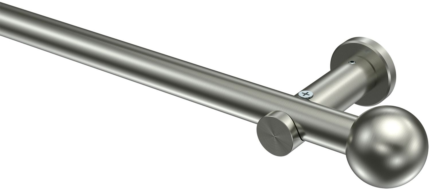 Gardinenstangen-Set Platon Luino 180 cm, 1-läufig (ohne Ringe), 20 mm Ø Edelstahl-Optik Bild 1