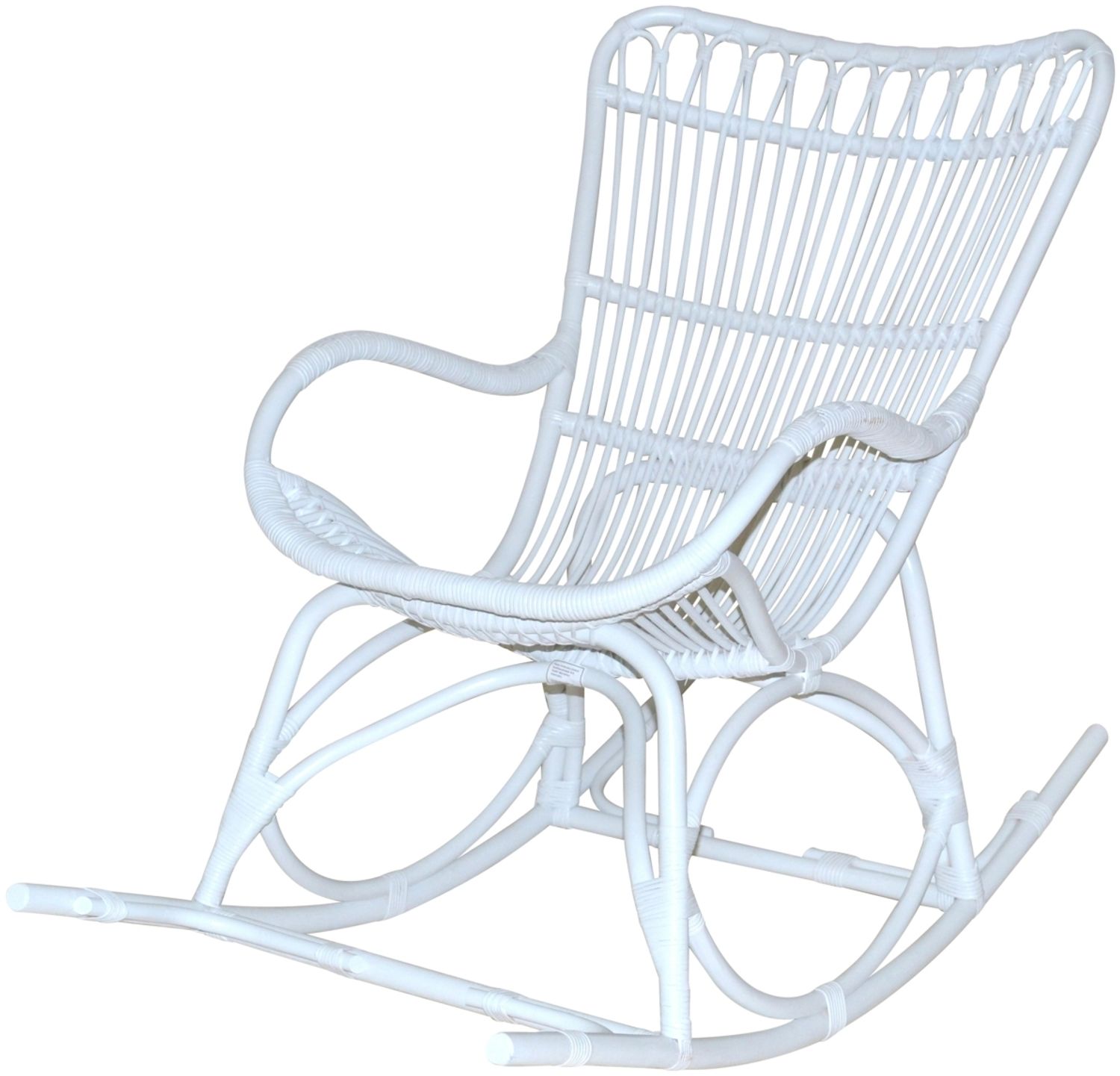Schaukelstuhl "Chris" aus Rattan, handgeflochten, weiß lackiert Bild 1