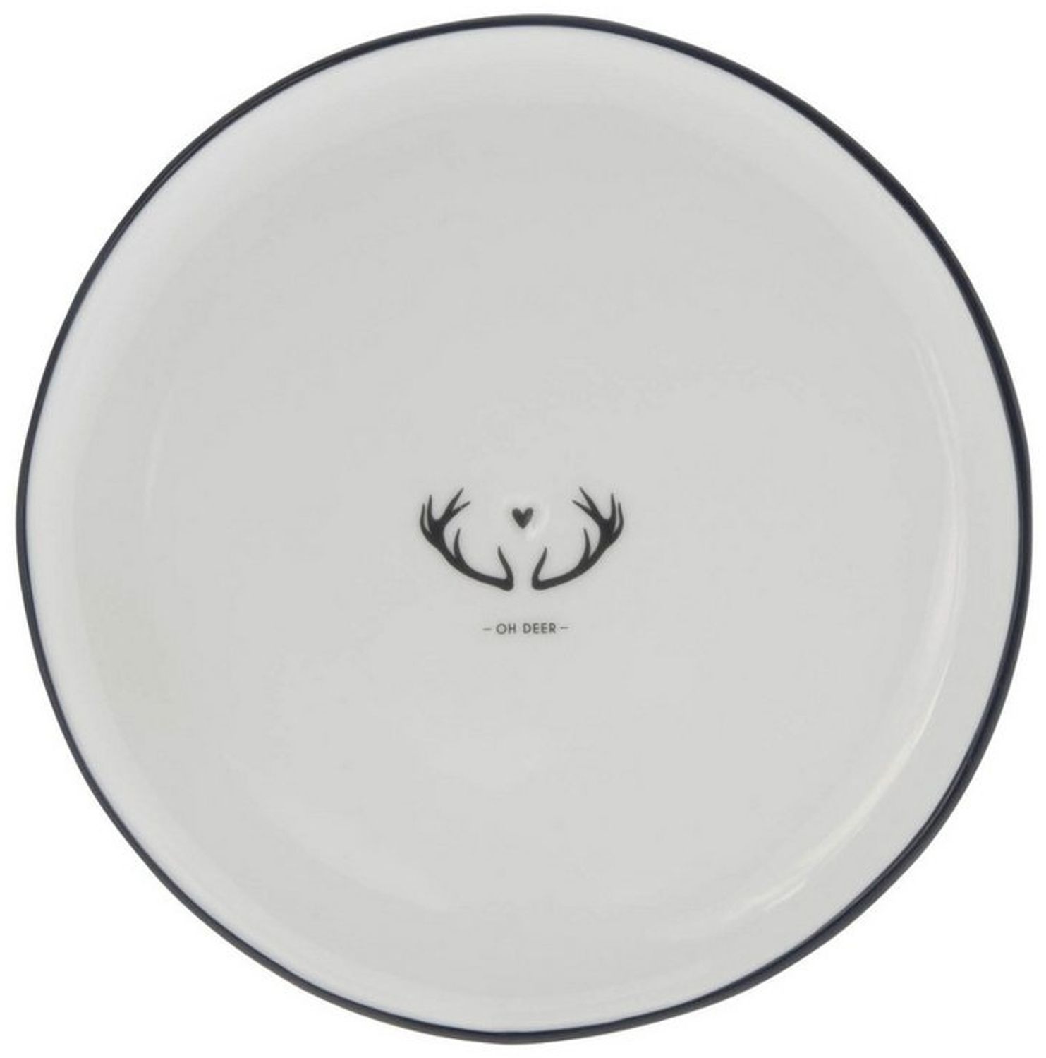 Bastion Collections Kuchenteller Schwarzes Herz, Spülmaschinengeeignet, Weiß, Geweih, ⌀ 19cm, Weiß, Geweih, H: 2cm Bild 1