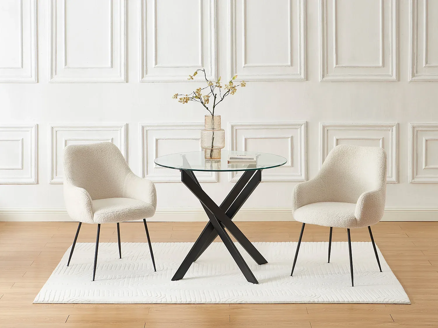 Vente-unique - COSIMA Esstisch Glas TransparentSchwarz - B 90 cm x H 77 cm x L 90 cm Bild 1