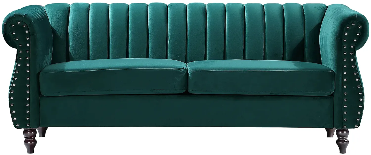 Vente-unique - TRUMBO Sofa SamtStoff Grün - B 78 cm x H 77 cm x L 195 cm Bild 1