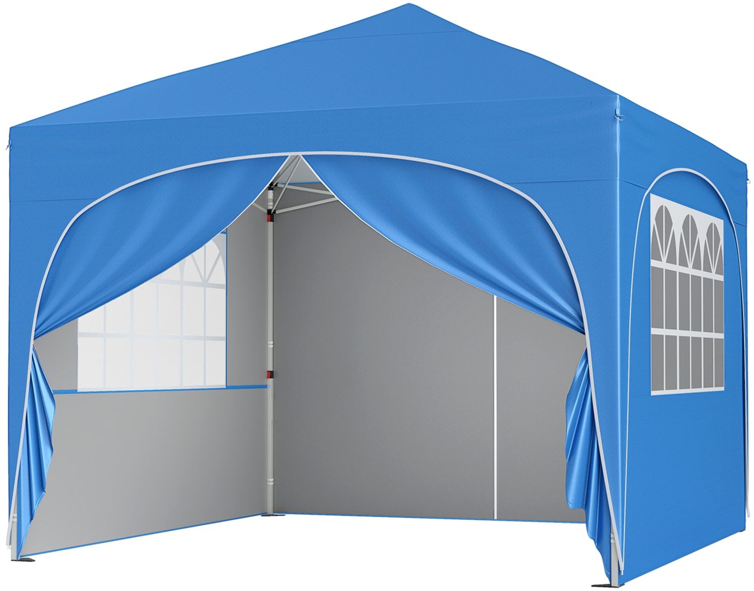 3 x 3 M Pavillon mit 4 abnehmbaren Seitenwänden Gartenzelt inkl. Rolltasche 8 Heringe 4 Anker Blau Bild 1