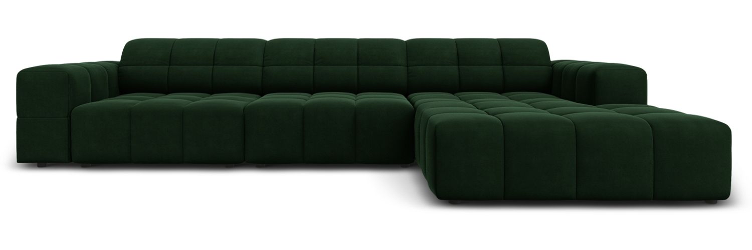 Micadoni Ecksofa Jennifer 4-Sitzer Rechts Samt Flaschengrün Bild 1