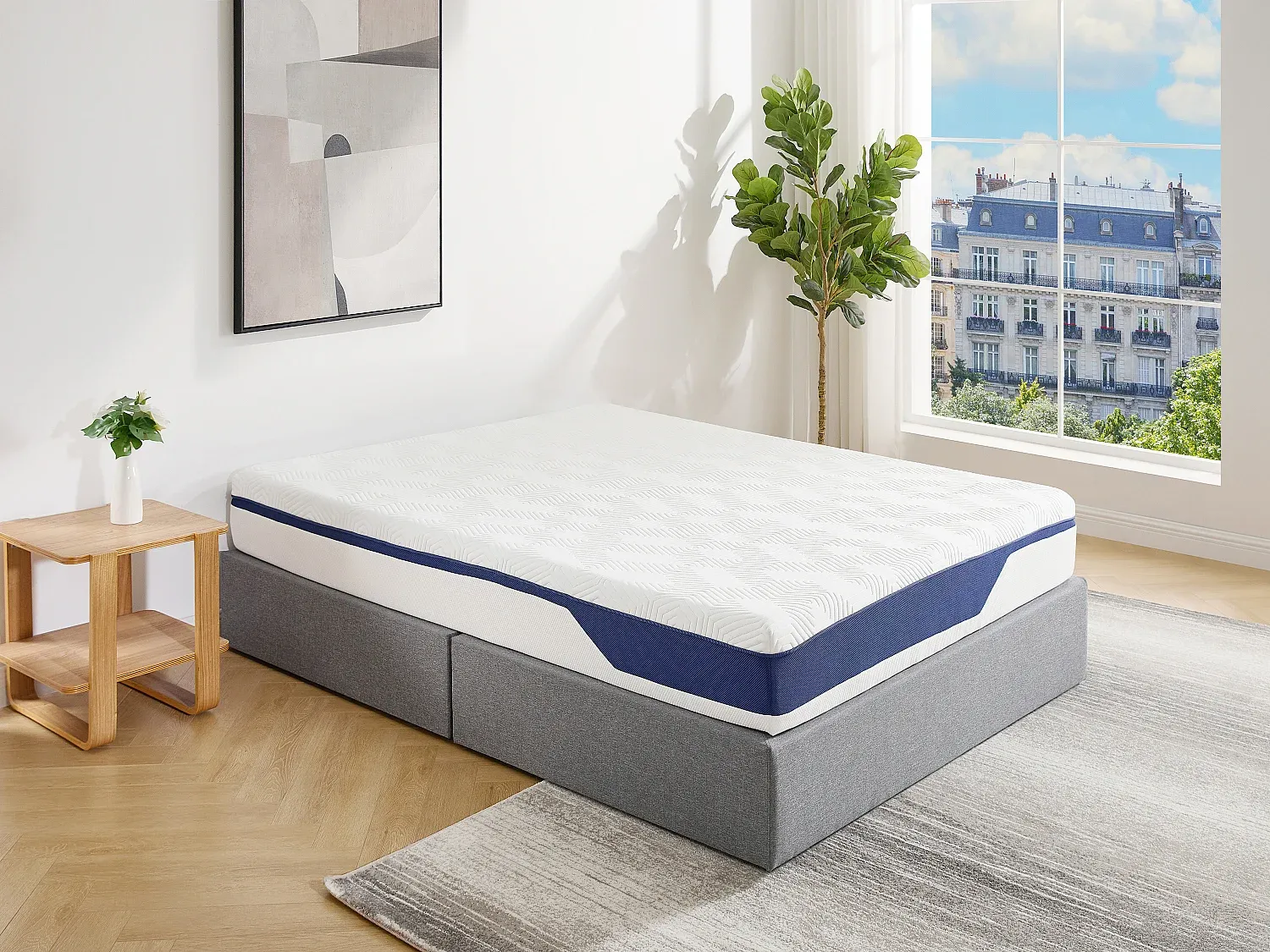 Vente-unique - FAGANI Matratze Stoff Weiß - B 140 cm x H 22 cm x L 190 cm Bild 1