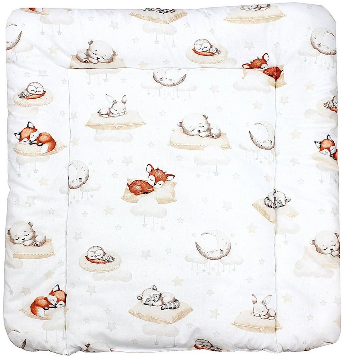 TupTam Baby Wickeltischauflage mit Baumwollbezug Gemustert, Farbe: Schlafende Baby Tiere/Beige, Größe: 70x50 cm Bild 1
