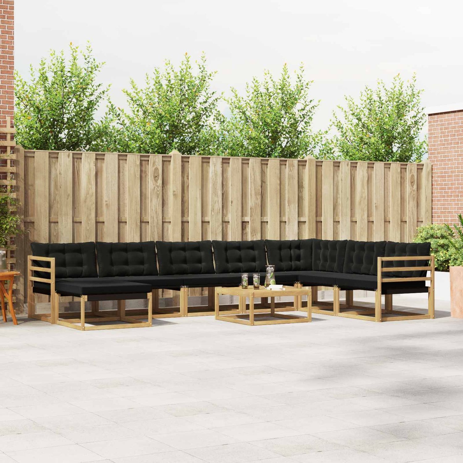 vidaXL Outdoor-Sofagarnitur 9 pcs Weiß und Schwarz Massivholz Akazie 3388986 Bild 1