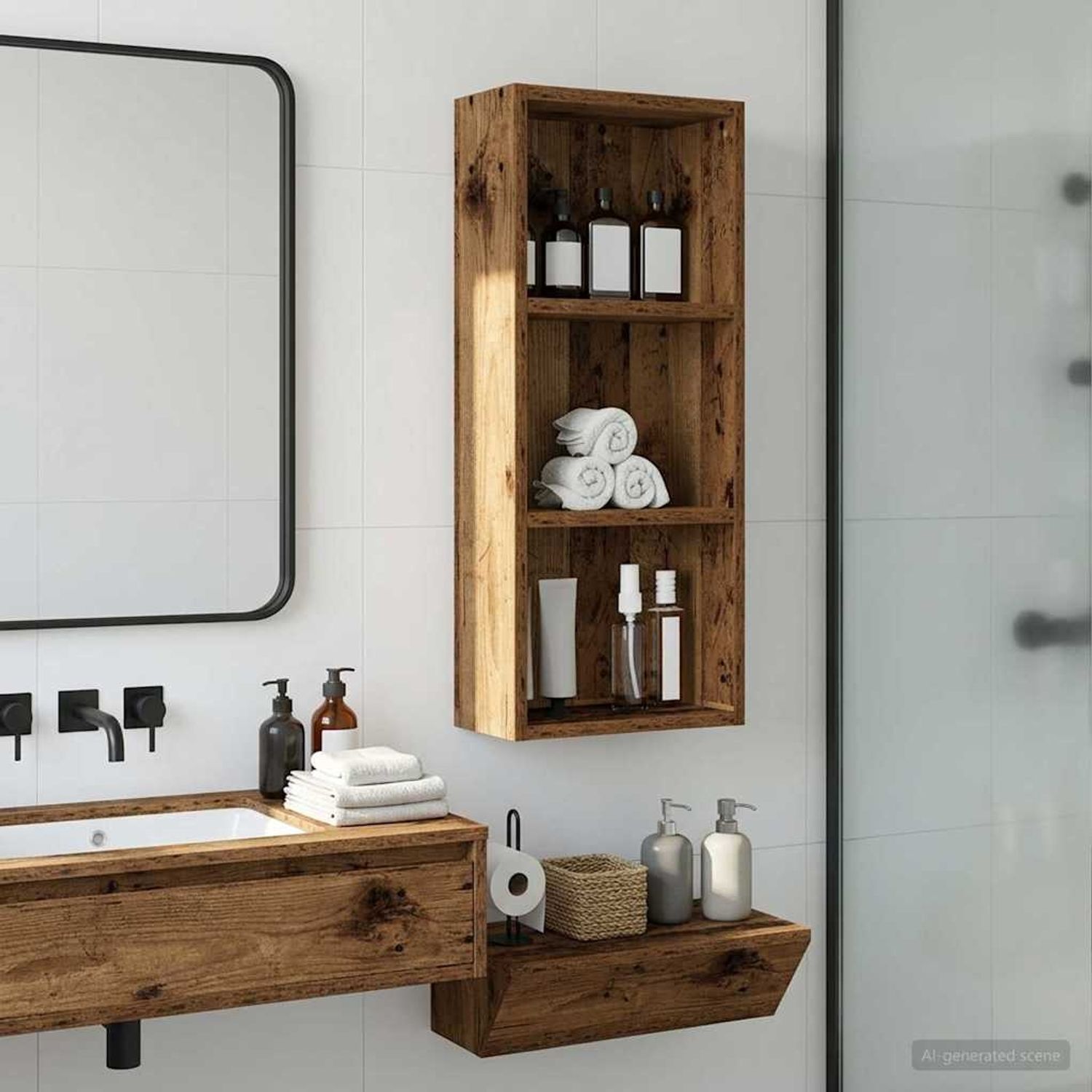 vidaXL Badezimmer-Wandschrank Altholz 30 x 14 x 70 cm Holzwerkstoff 889333 Bild 1