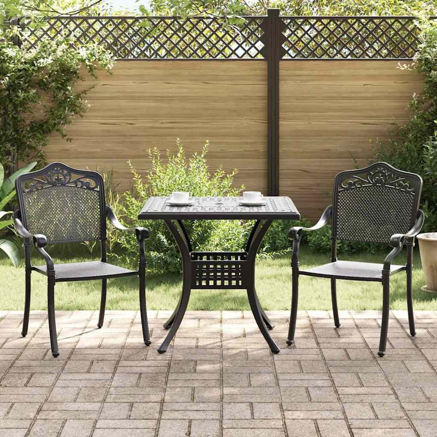 vidaXL Gartentisch Set 3 pcs Schwarz Gussaluminium 3334741 Bild 1