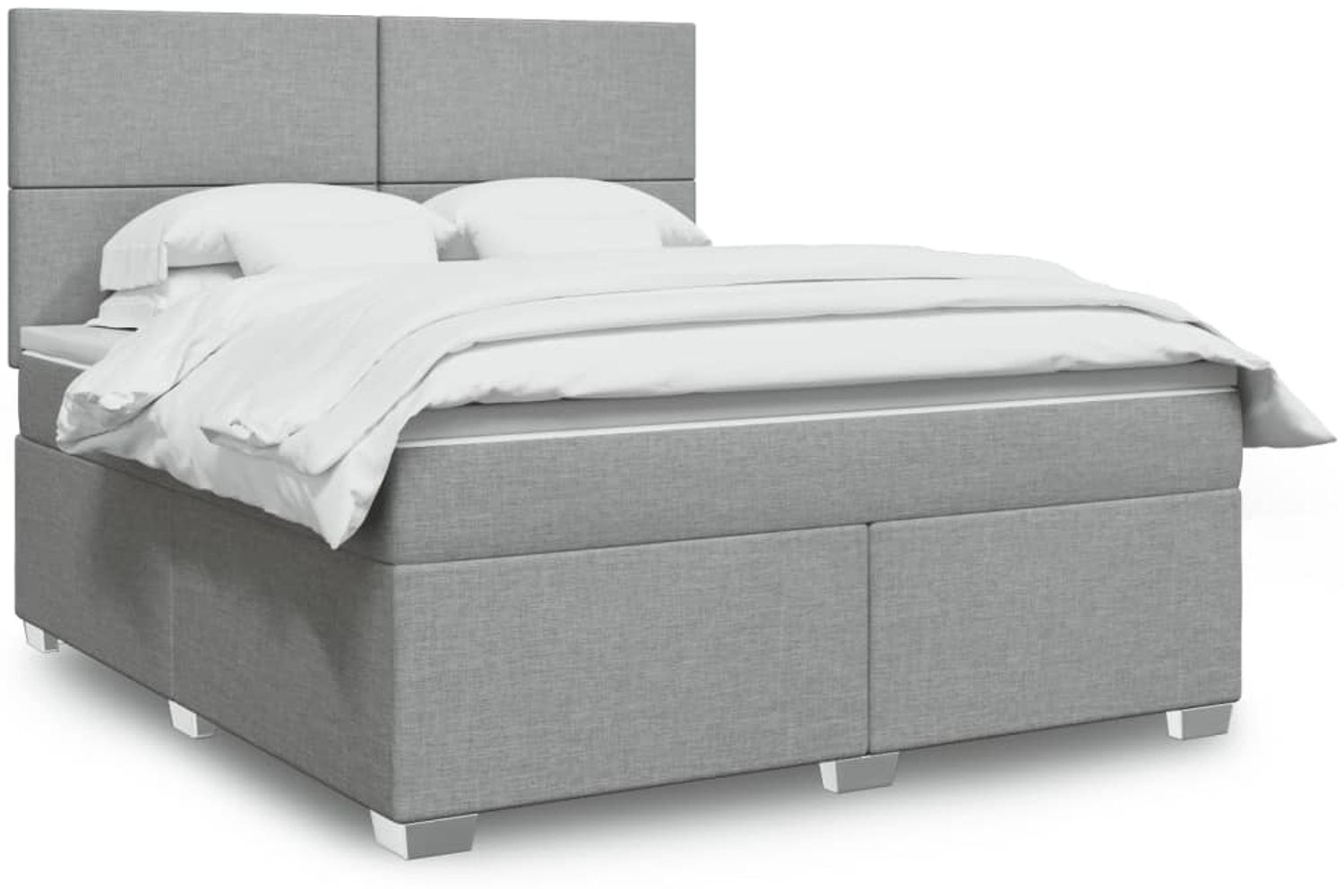 vidaXL Boxspringbett mit Matratze Hellgrau 180x200 cm Stoff 3290560 Bild 1
