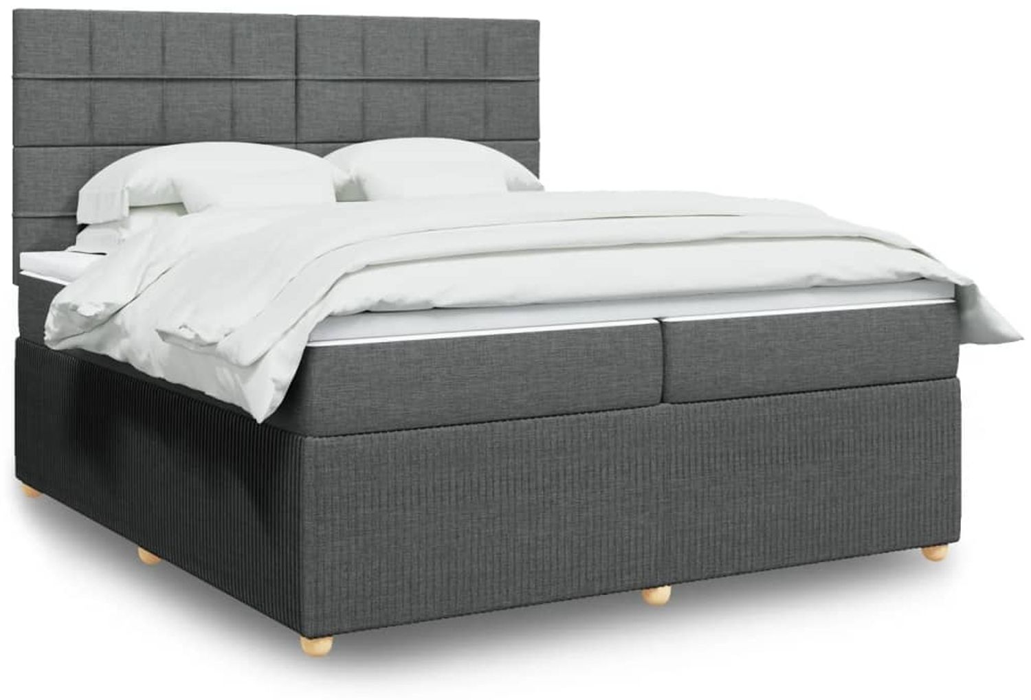 vidaXL Boxspringbett mit Matratze Dunkelgrau 200x200 cm Stoff 3292164 Bild 1
